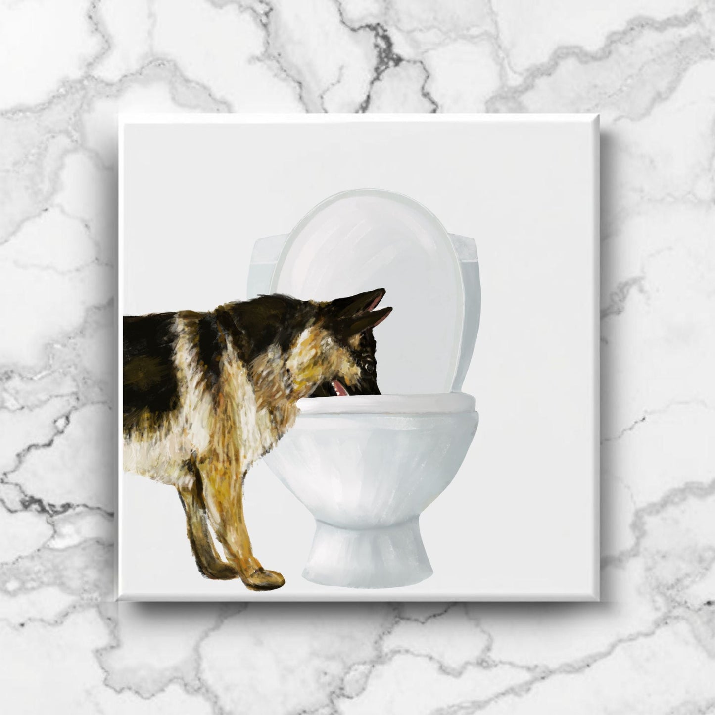 German Shepherd Toilet Ceramic Tile - MerikaArt