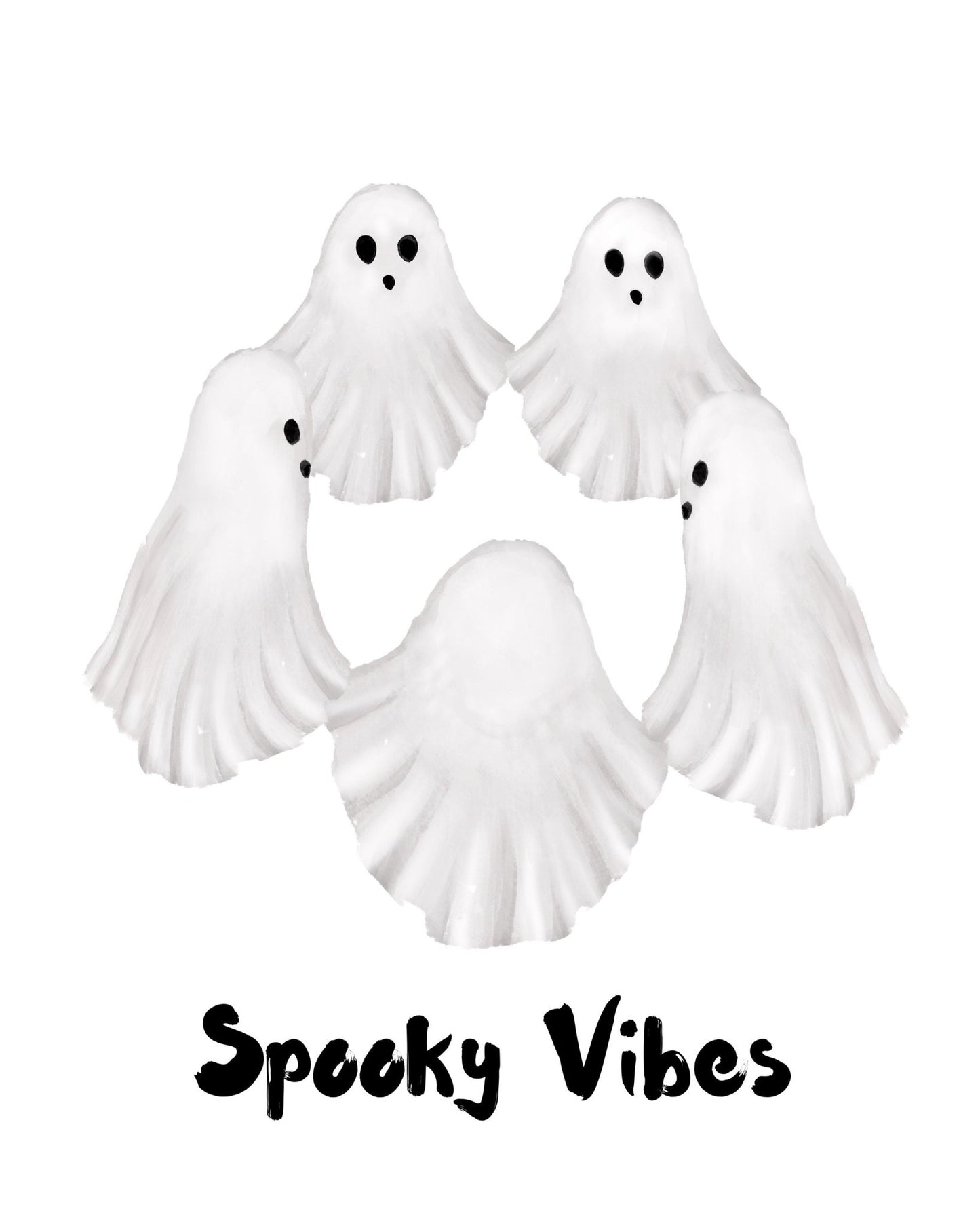 Ghost holding hands Print, Halloween Ghost Painting, Spooky Vibes Artwork, Holiday Wall Art, Halloween Holiday Illustration, Fall Painting - MerikaArt