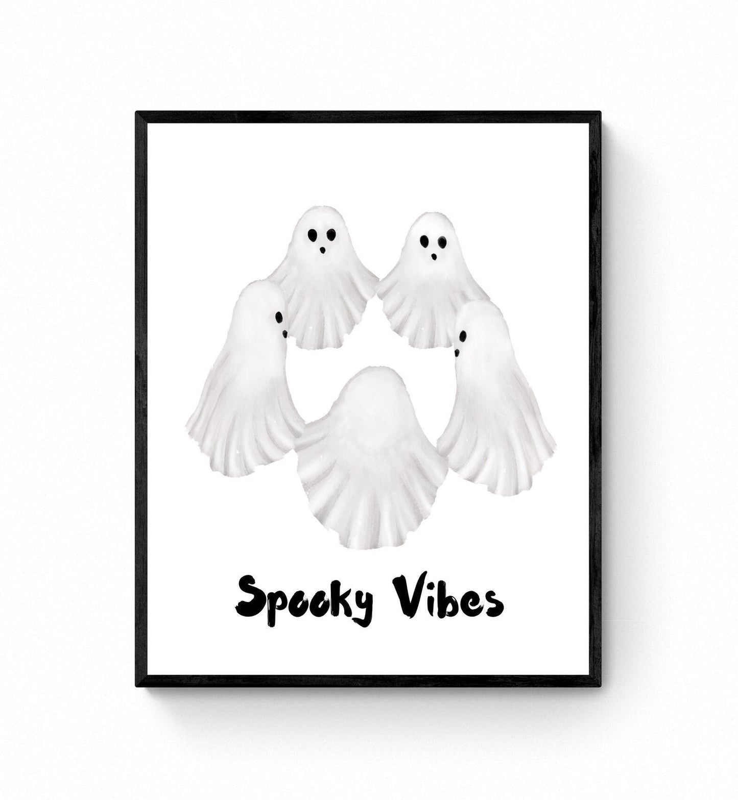 Ghost holding hands Print, Halloween Ghost Painting, Spooky Vibes Artwork, Holiday Wall Art, Halloween Holiday Illustration, Fall Painting - MerikaArt
