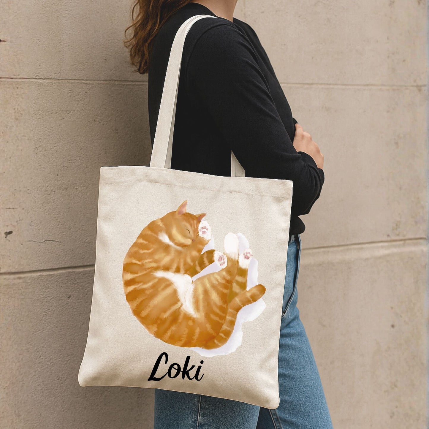 Ginger Tabby Cat Canvas Tote Bag - MerikaArt
