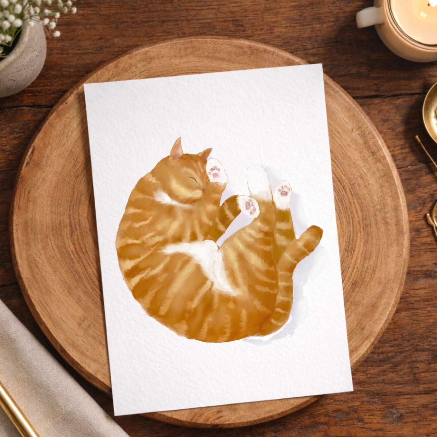 Ginger Tabby Cat Postcard - MerikaArt