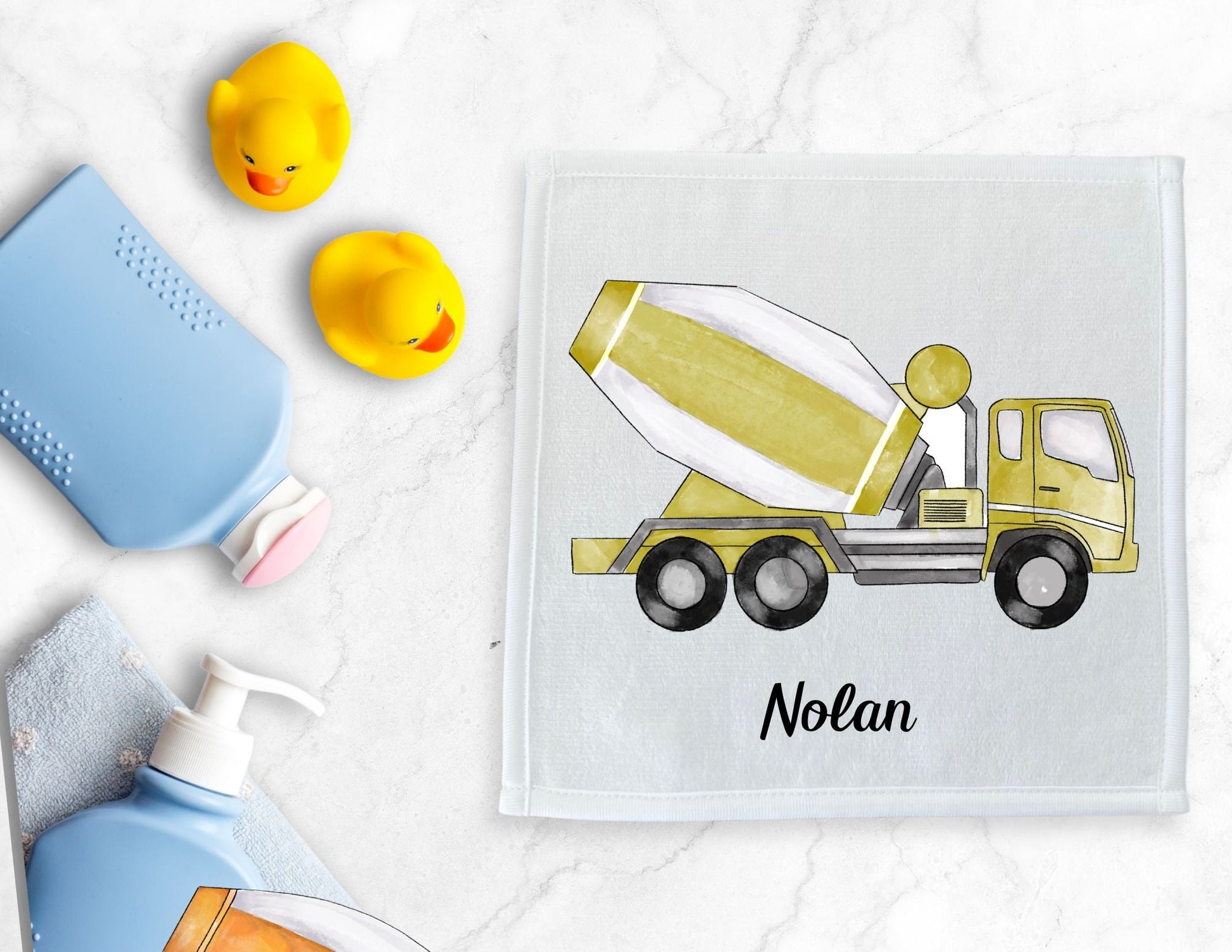 Golden Cement Mixer Washcloth - MerikaArt