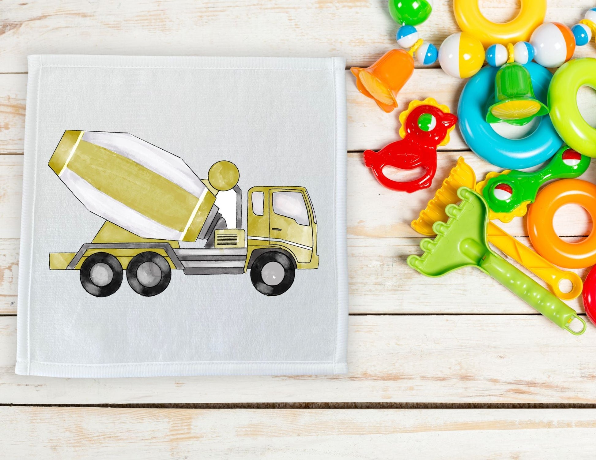 Golden Cement Mixer Washcloth - MerikaArt