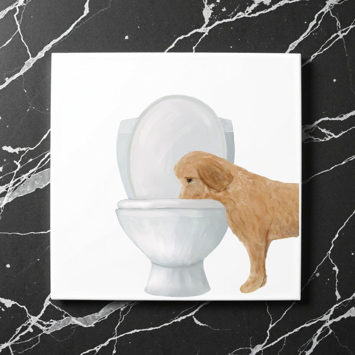 Golden Dog Ceramic Tile - MerikaArt