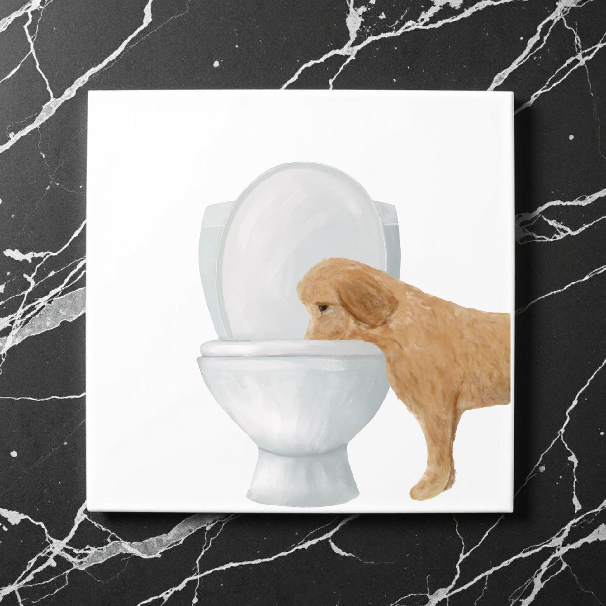 Golden Dog Ceramic Tile - MerikaArt