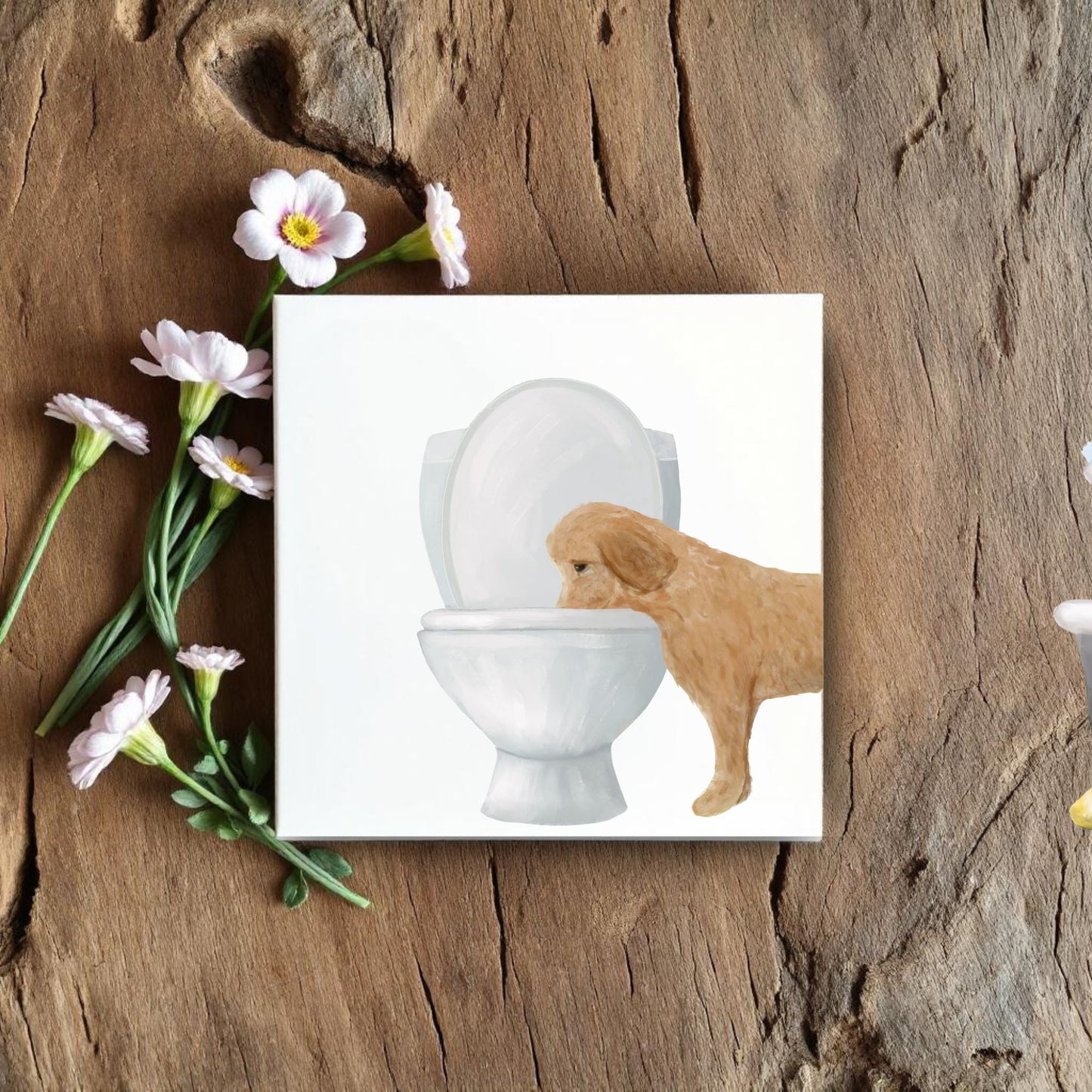 Golden Dog Ceramic Tile - MerikaArt
