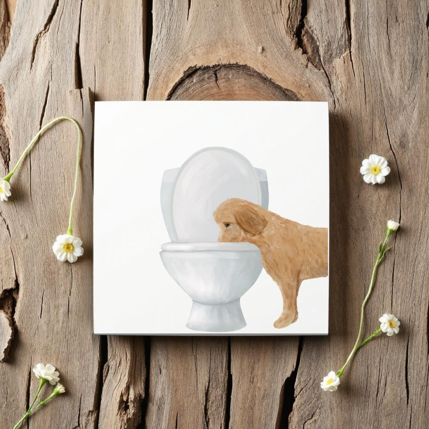 Golden Dog Ceramic Tile - MerikaArt