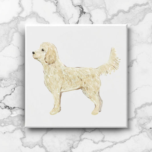 Golden Doodle Ceramic Tile - MerikaArt