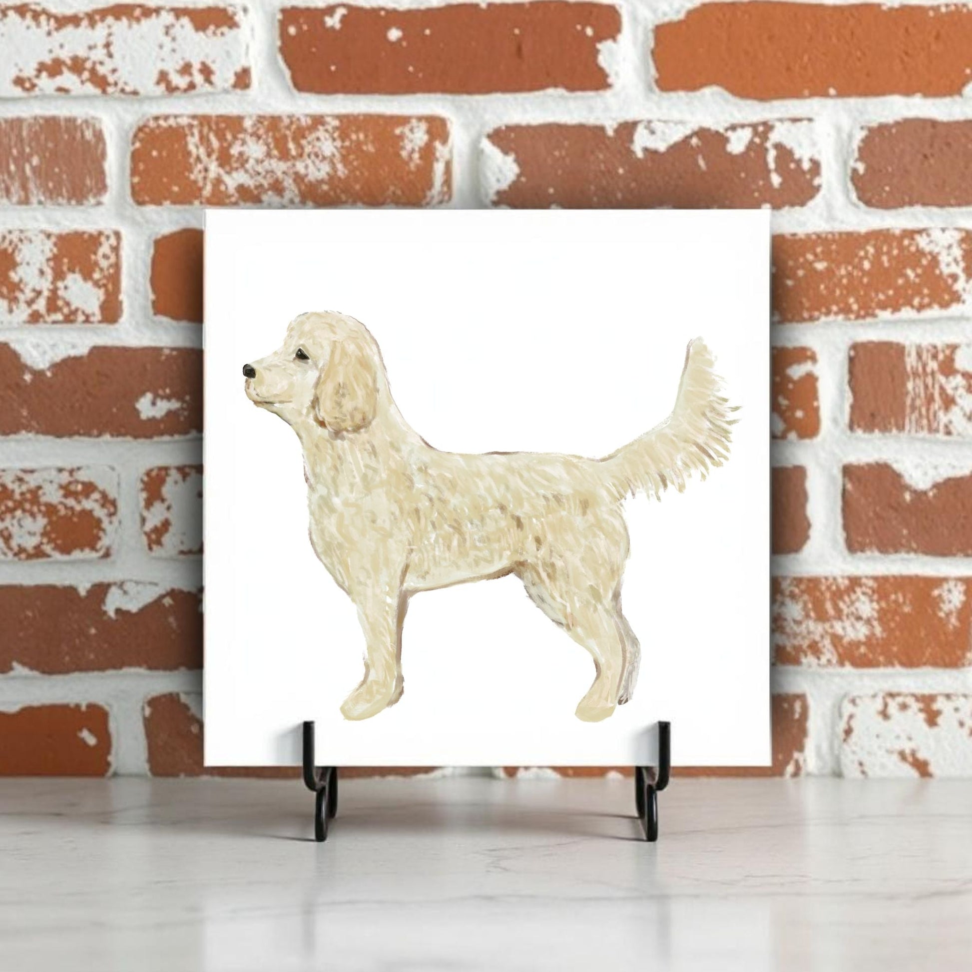 Golden Doodle Ceramic Tile - MerikaArt