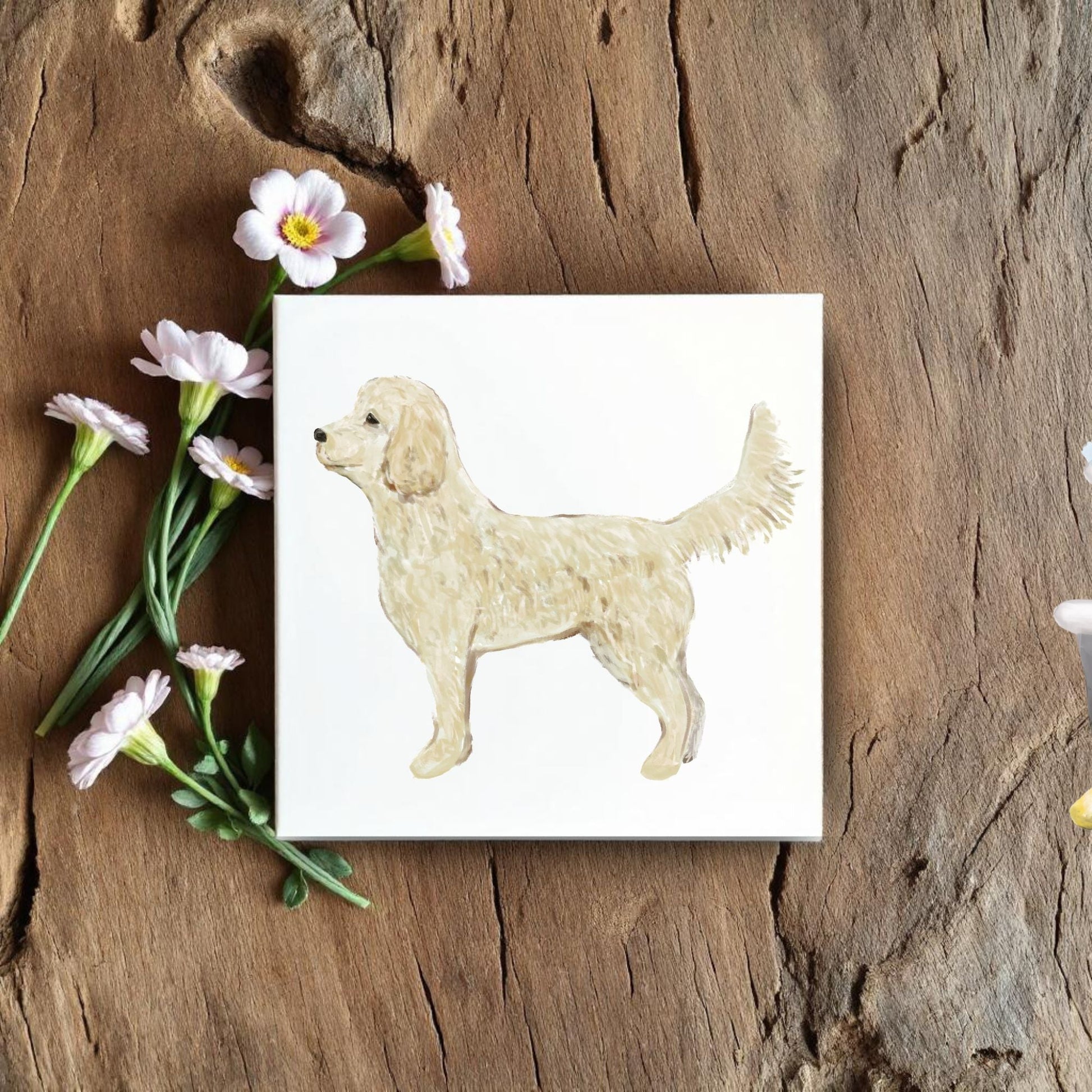 Golden Doodle Ceramic Tile - MerikaArt