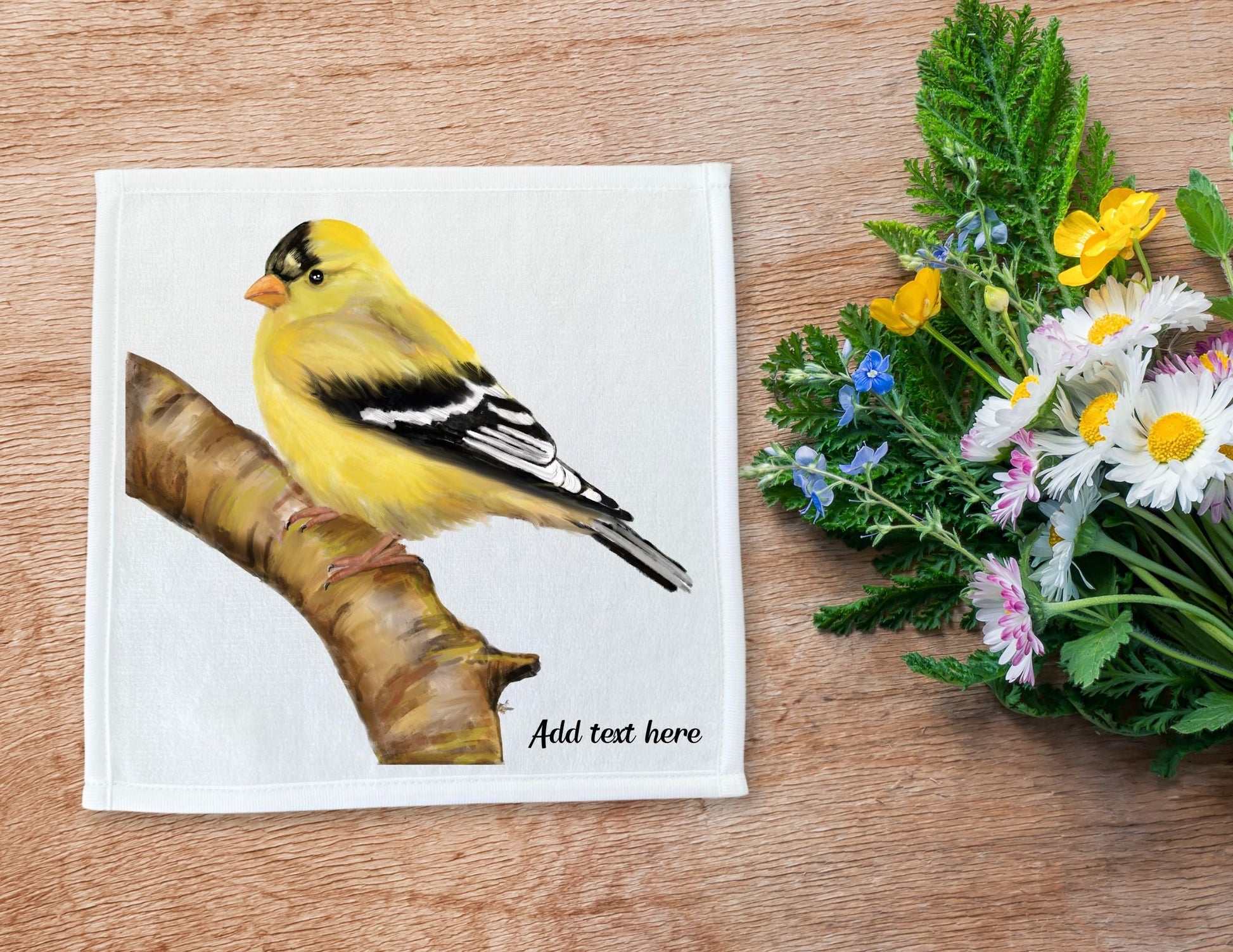 Golden Finch Washcloth – A Vibrant Nature - Inspired Towel - MerikaArt