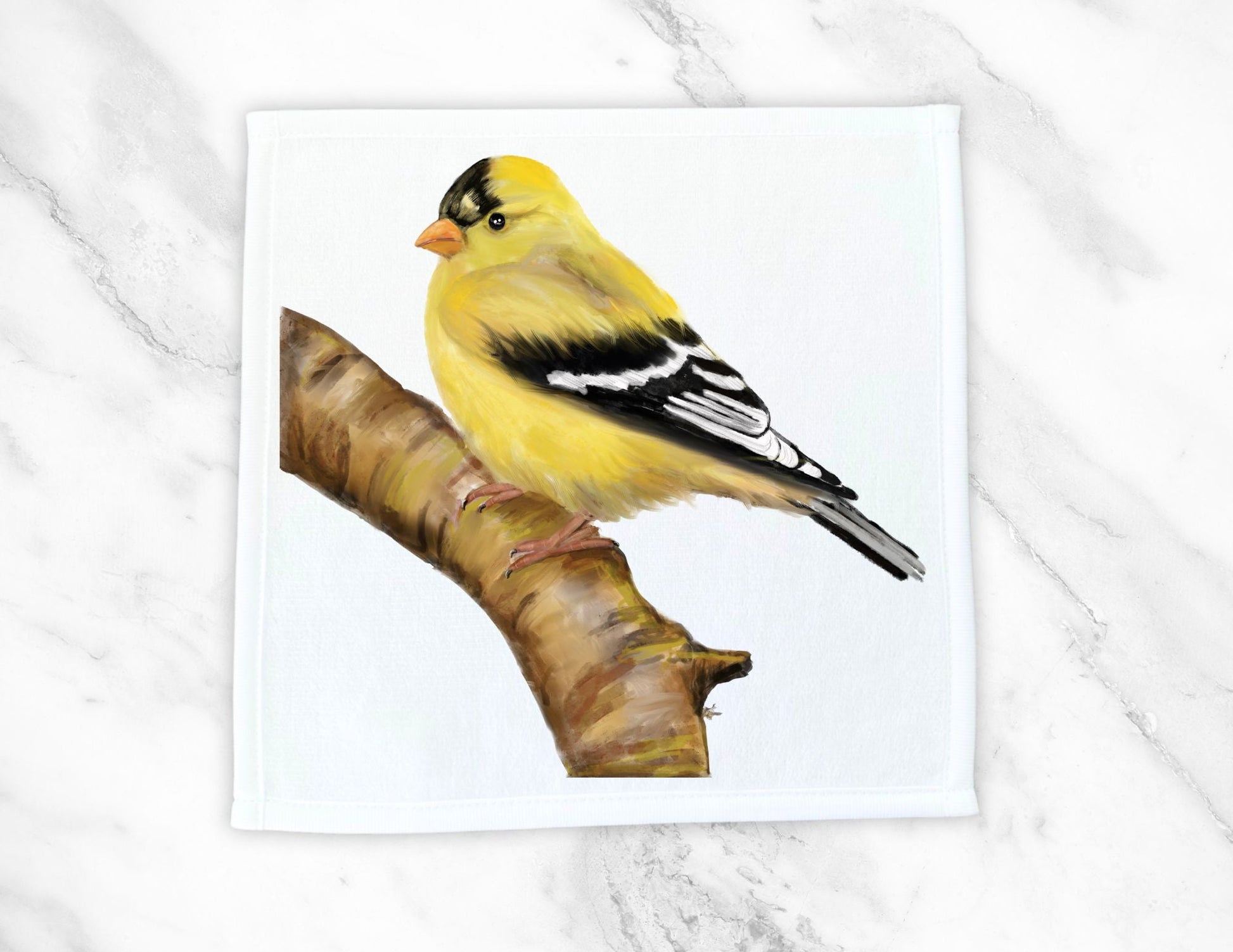 Golden Finch Washcloth – A Vibrant Nature - Inspired Towel - MerikaArt