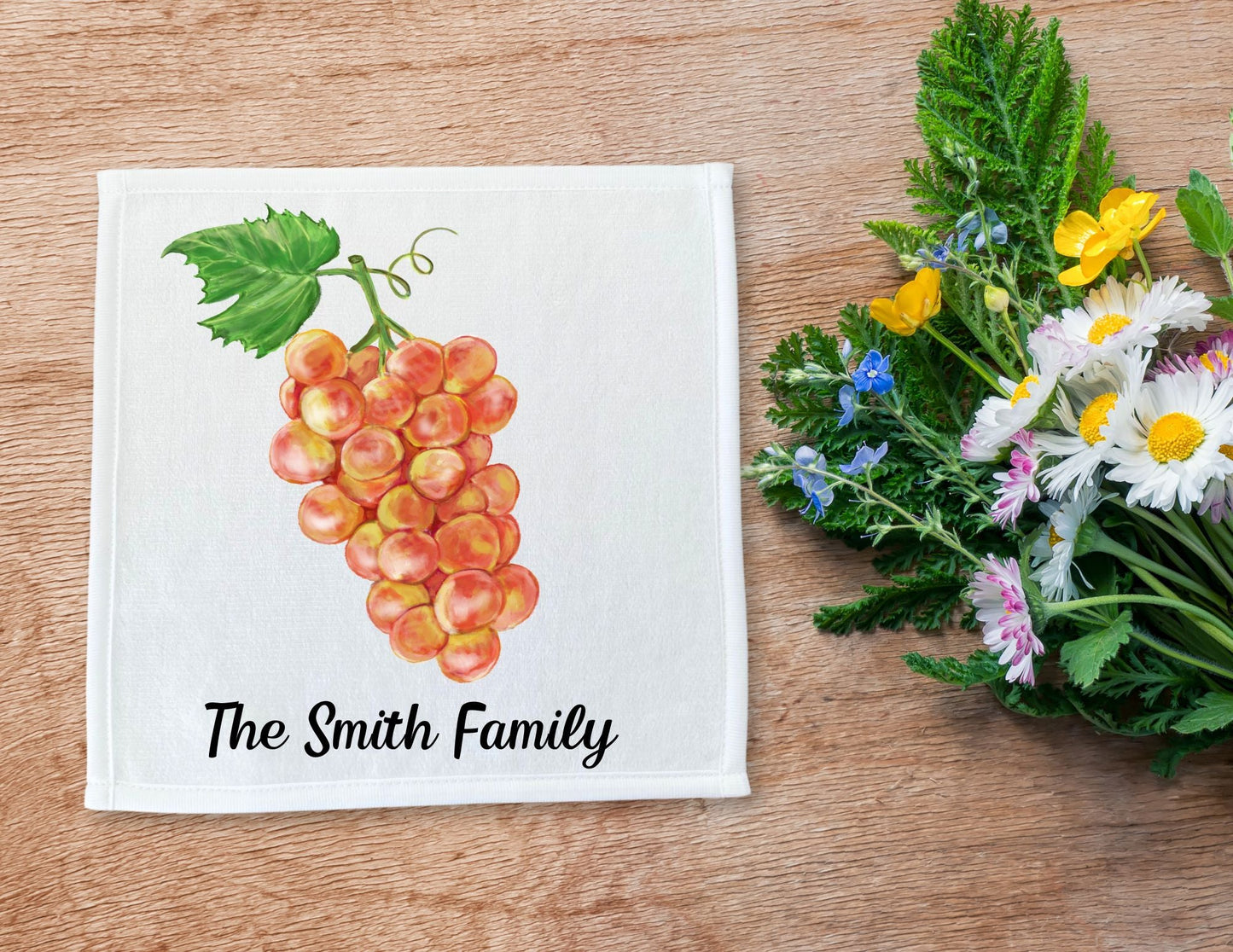 Golden Grapes Washcloth - MerikaArt