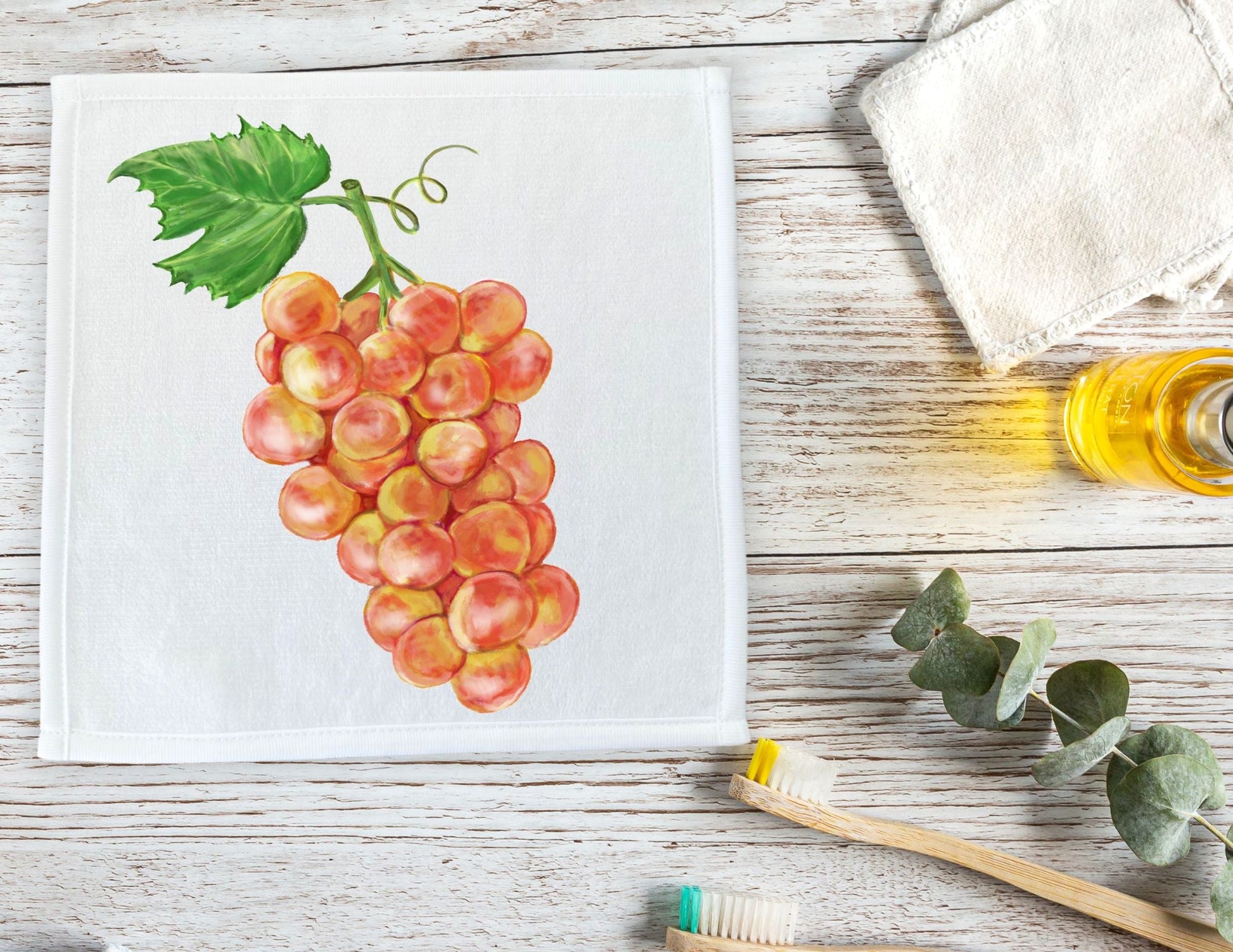 Golden Grapes Washcloth - MerikaArt
