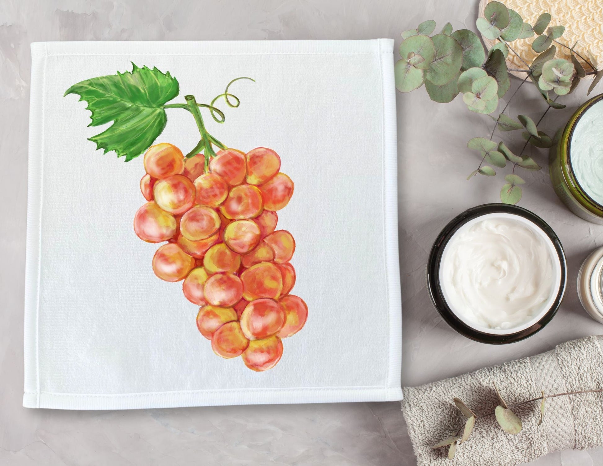 Golden Grapes Washcloth - MerikaArt