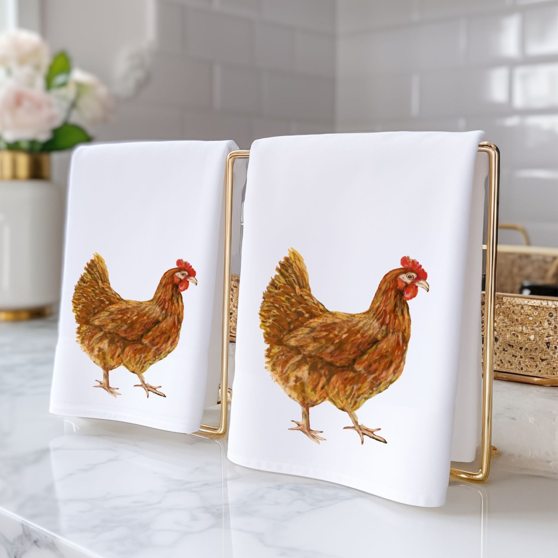 Golden Hen Bathroom Towel - MerikaArt