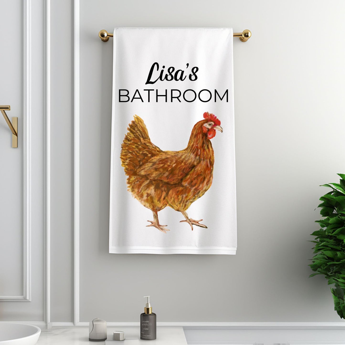 Golden Hen Bathroom Towel - MerikaArt