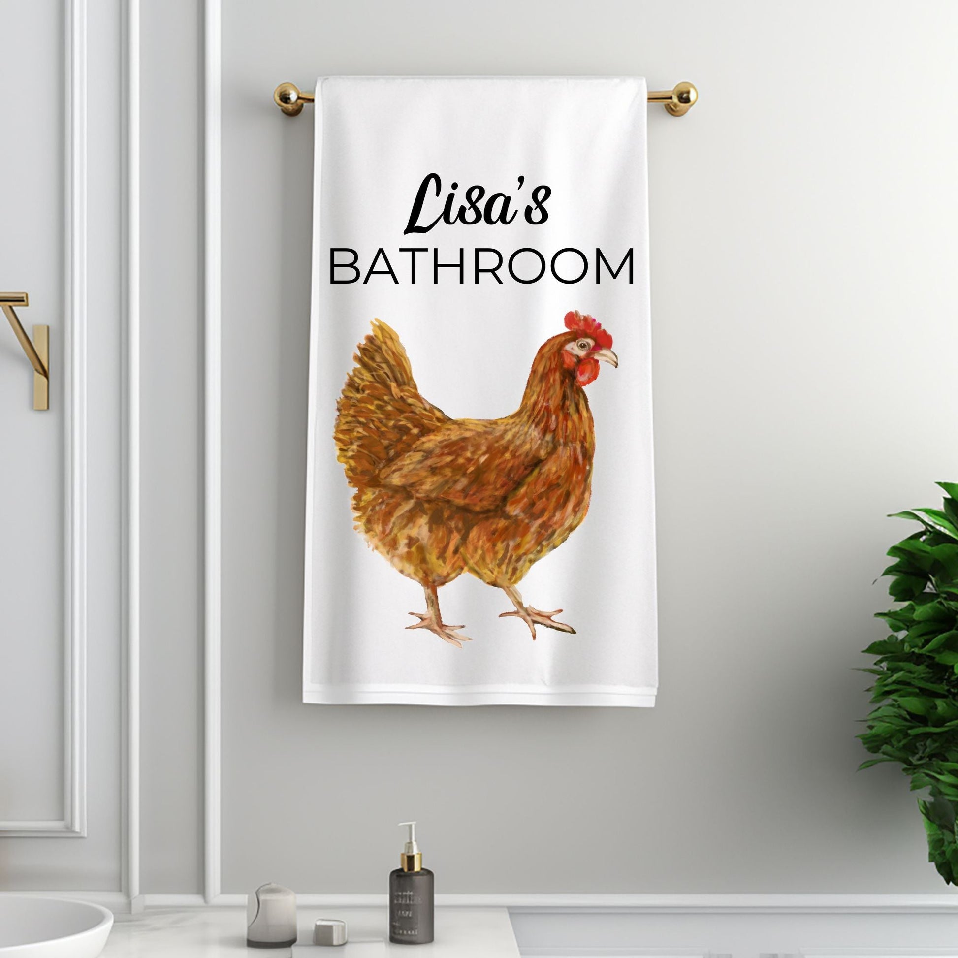Golden Hen Bathroom Towel - MerikaArt
