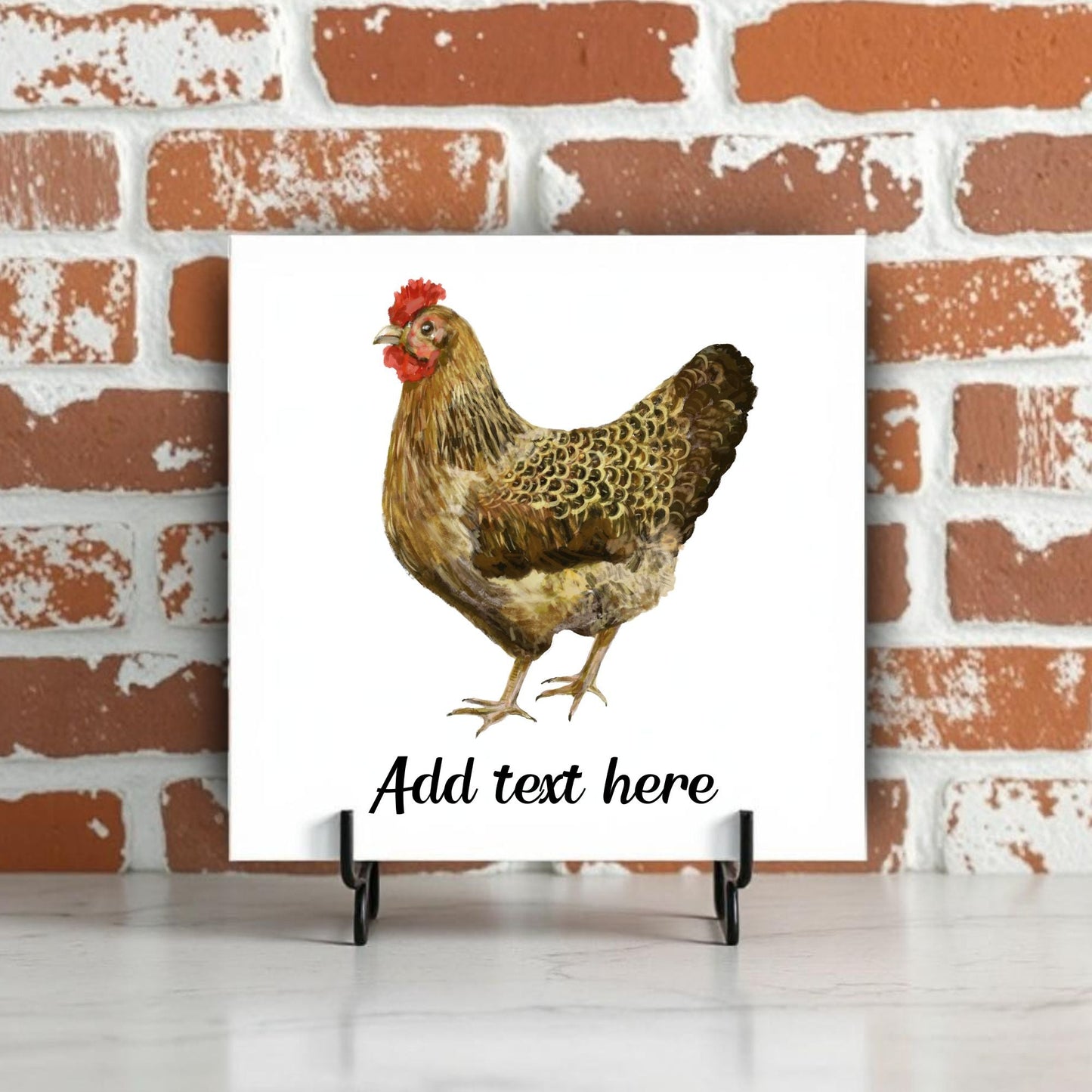 Golden Hen Ceramic Tile - MerikaArt