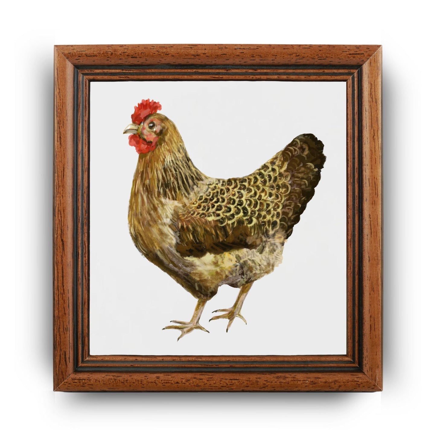 Golden Hen Ceramic Tile - MerikaArt