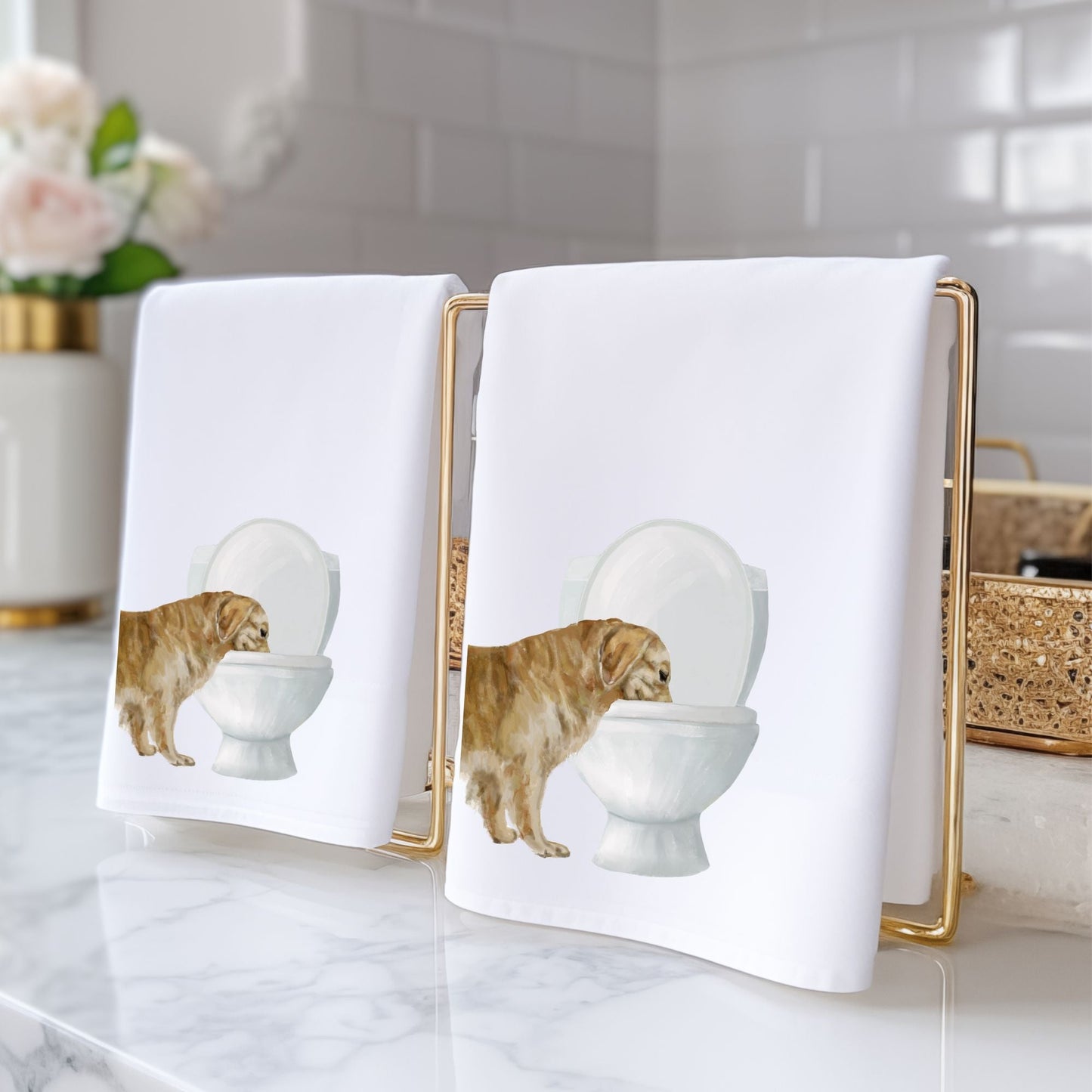 Golden Retriever Bathroom Towel - MerikaArt