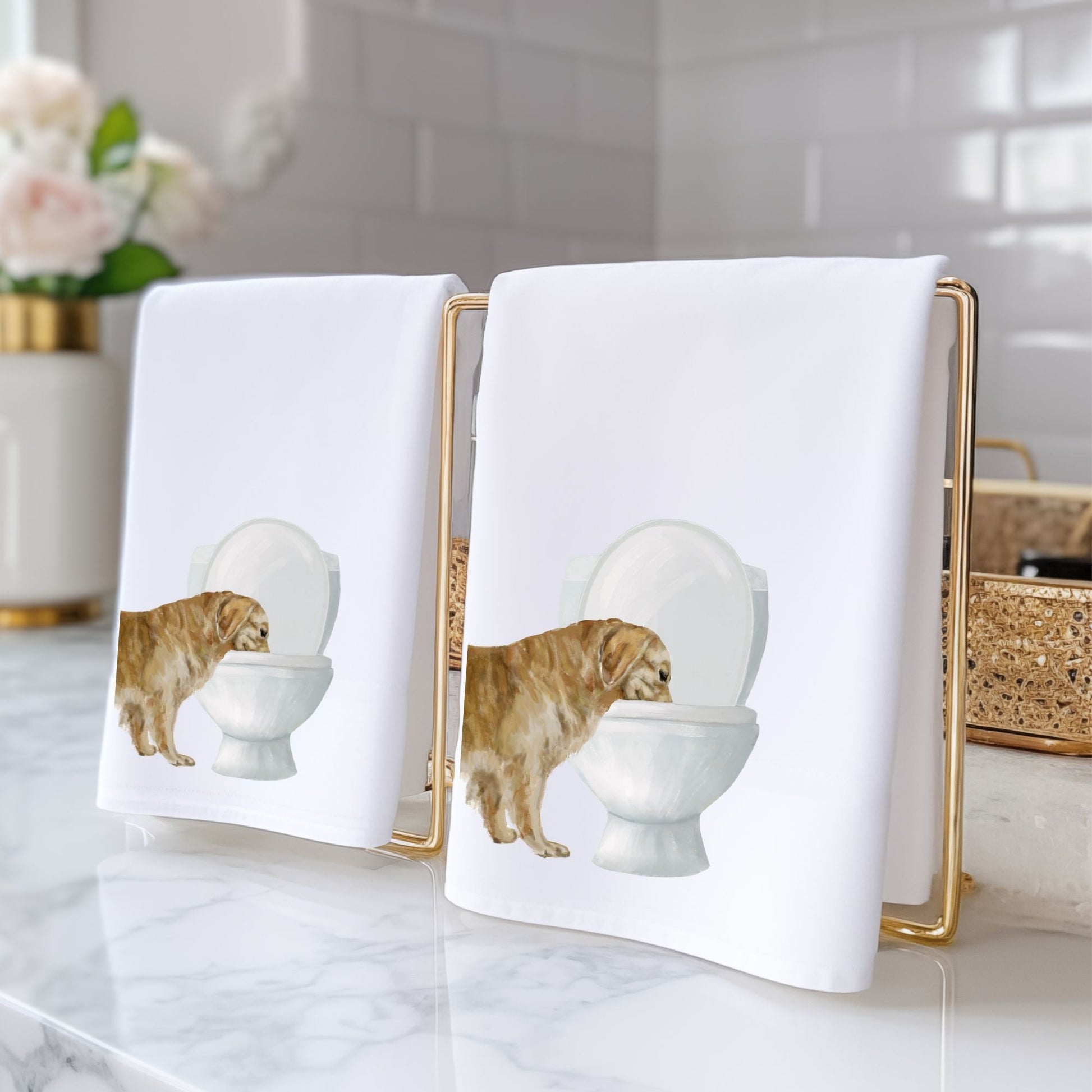 Golden Retriever Bathroom Towel - MerikaArt