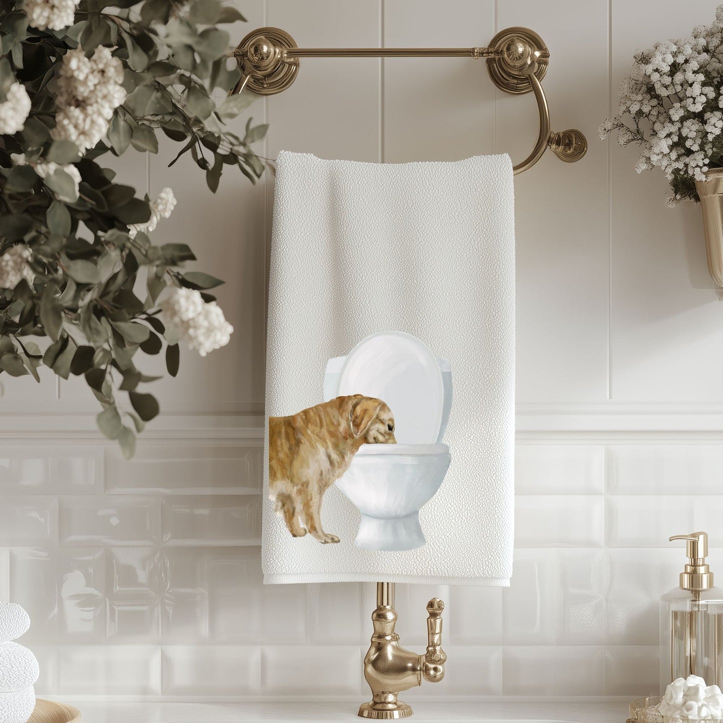 Golden Retriever Bathroom Towel - MerikaArt