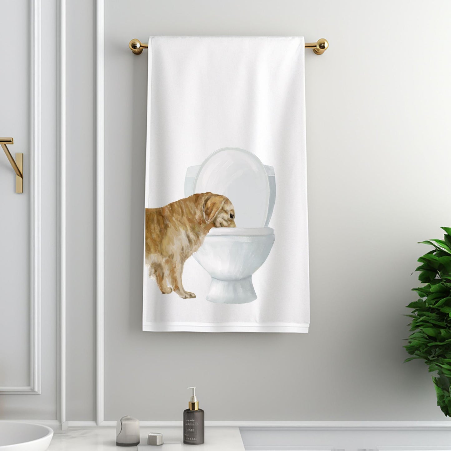 Golden Retriever Bathroom Towel - MerikaArt