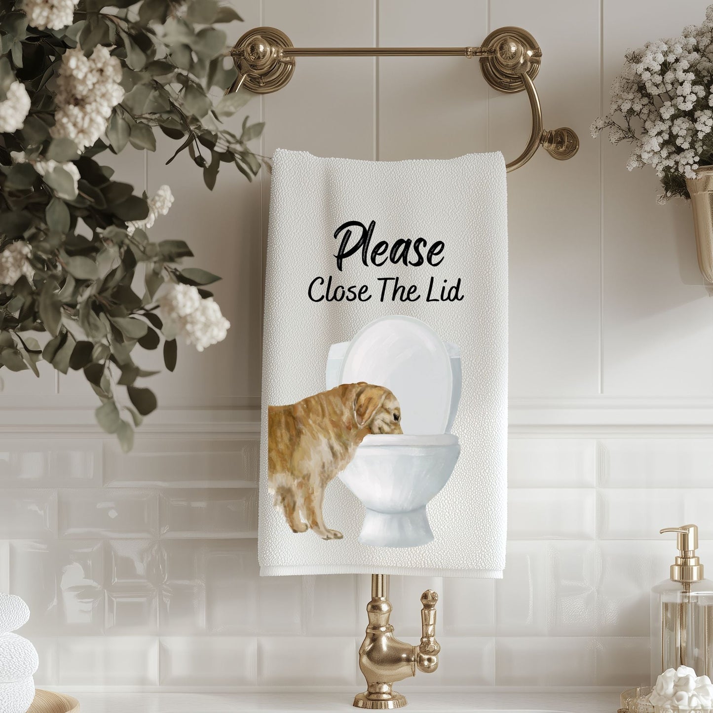 Golden Retriever Bathroom Towel - MerikaArt