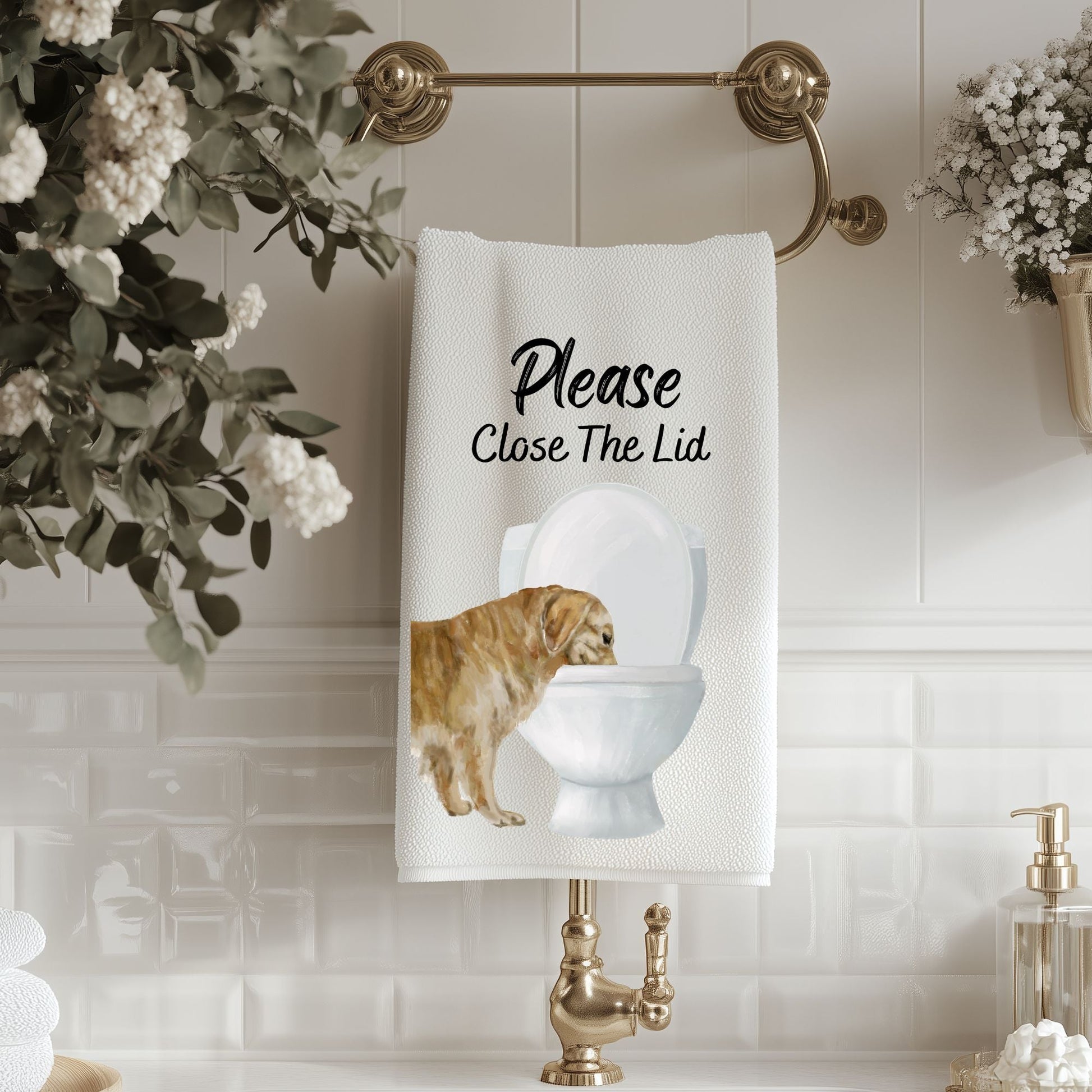 Golden Retriever Bathroom Towel - MerikaArt