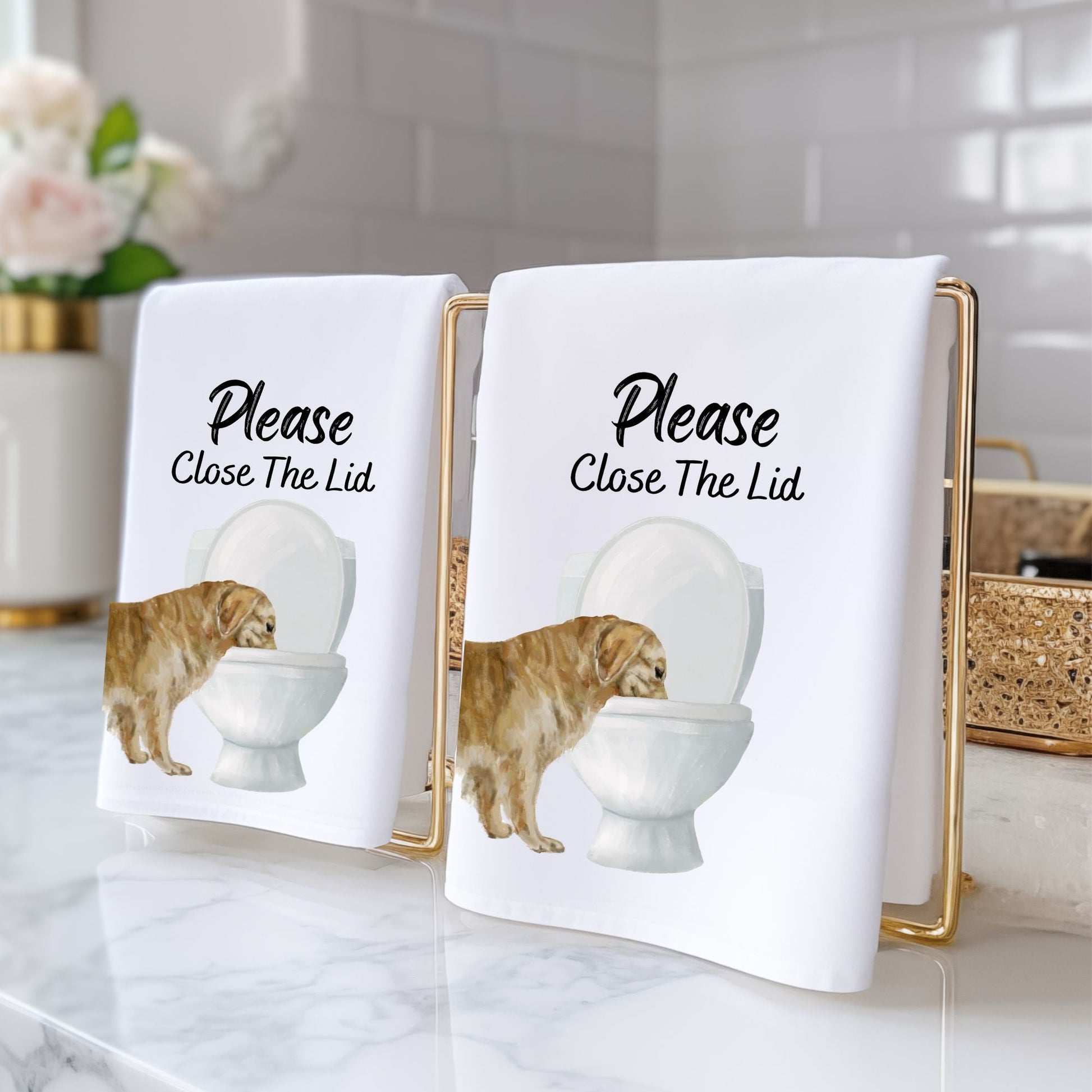 Golden Retriever Bathroom Towel - MerikaArt