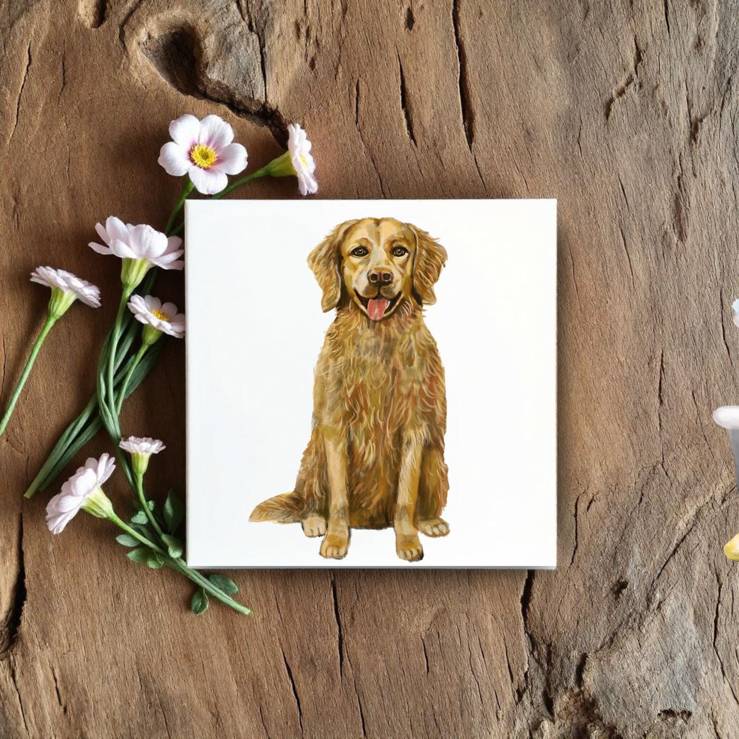 Golden Retriever Ceramic Tile - MerikaArt