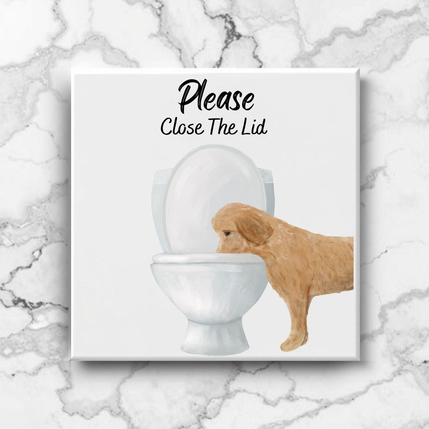 Golden Retriever Toilet Ceramic Tile - MerikaArt