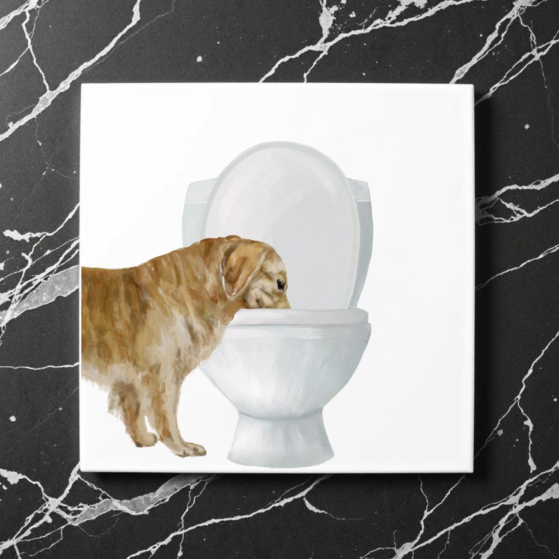 Golden Retriever Toilet Ceramic Tile - MerikaArt
