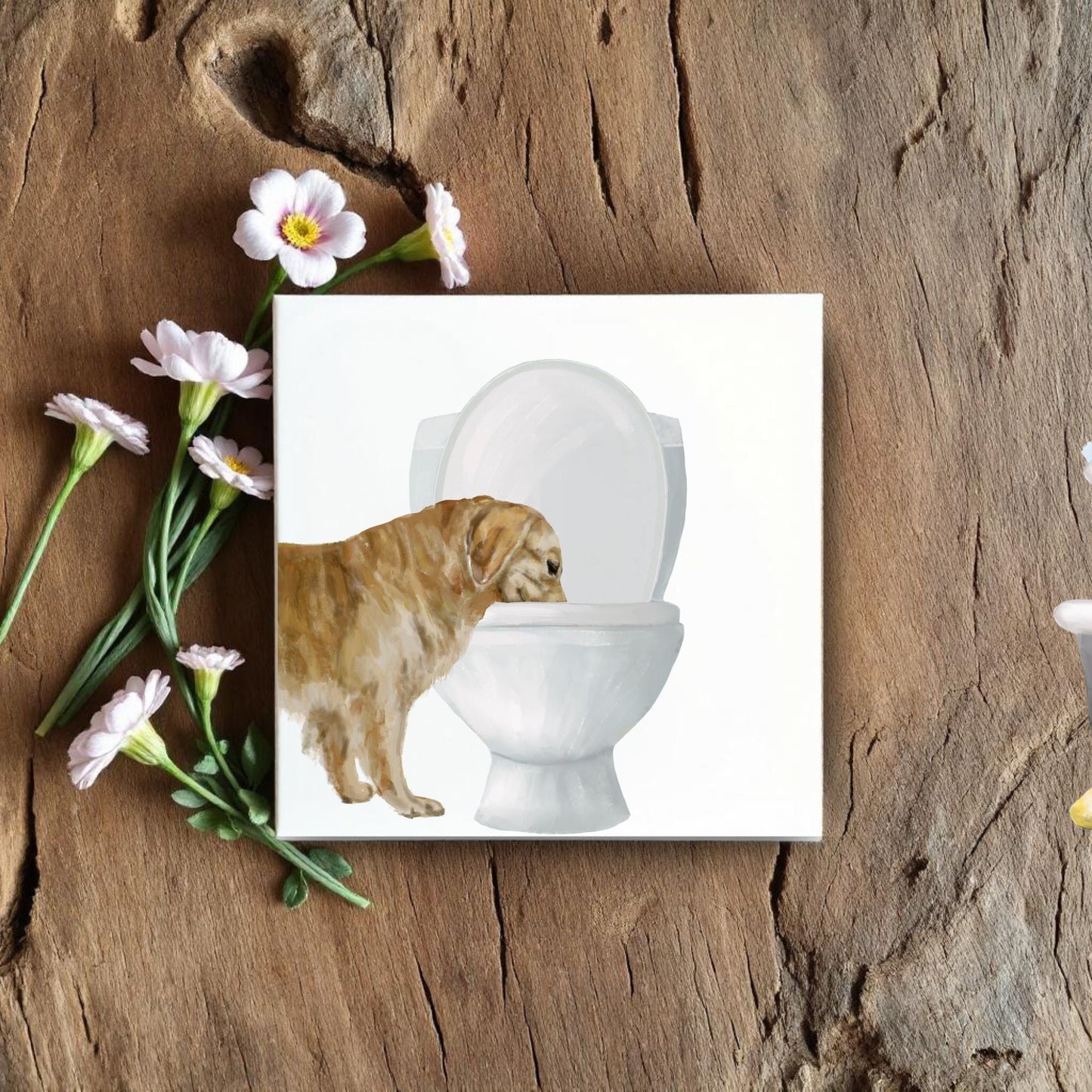 Golden Retriever Toilet Ceramic Tile - MerikaArt