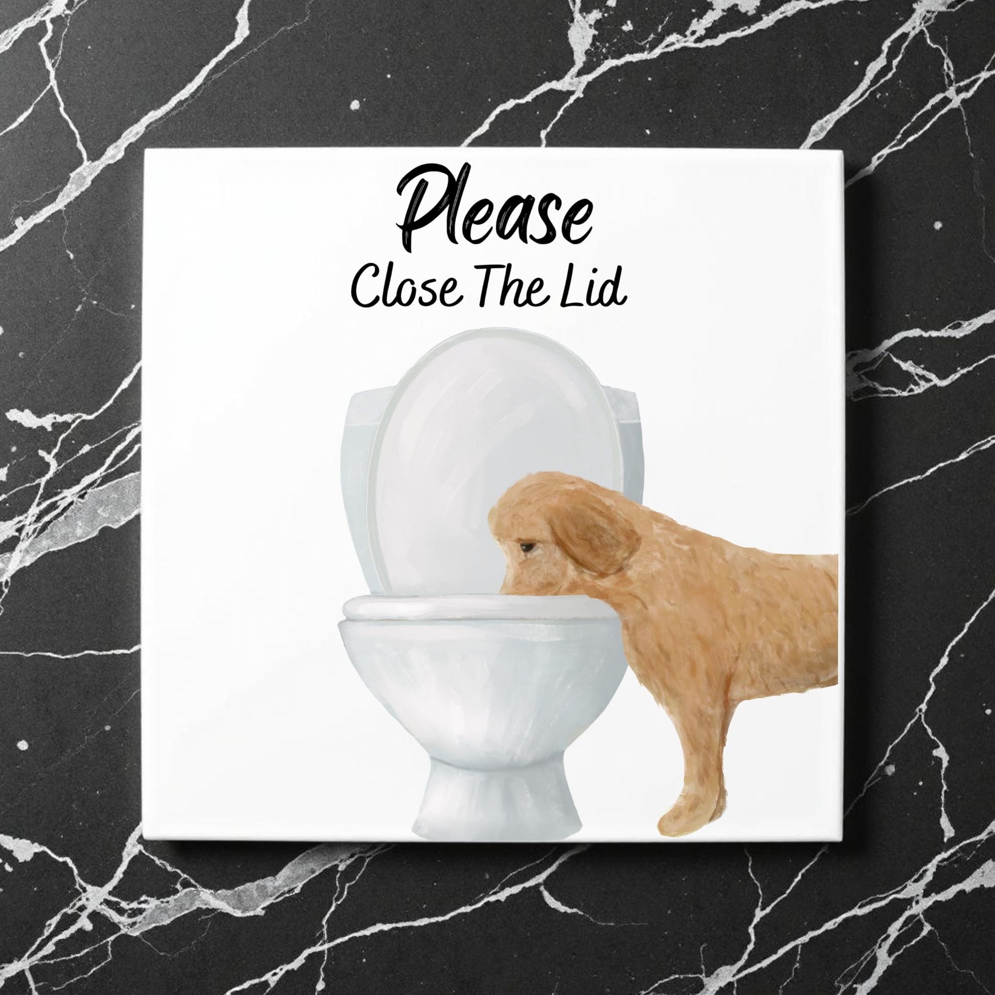 Golden Retriever Toilet Ceramic Tile - MerikaArt
