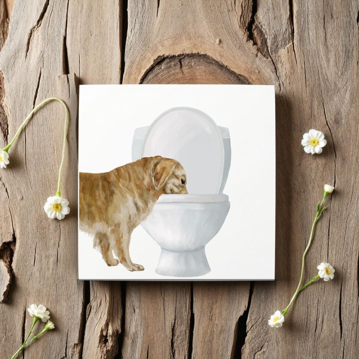 Golden Retriever Toilet Ceramic Tile - MerikaArt
