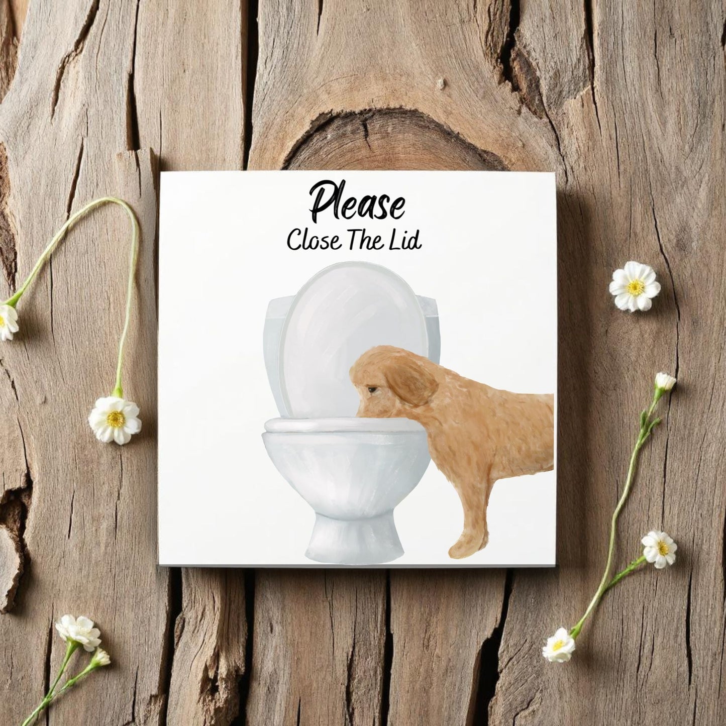 Golden Retriever Toilet Ceramic Tile - MerikaArt