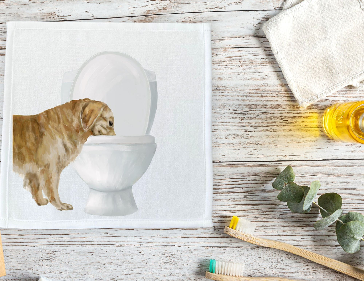 Golden Retriever Toilet Washcloth - MerikaArt