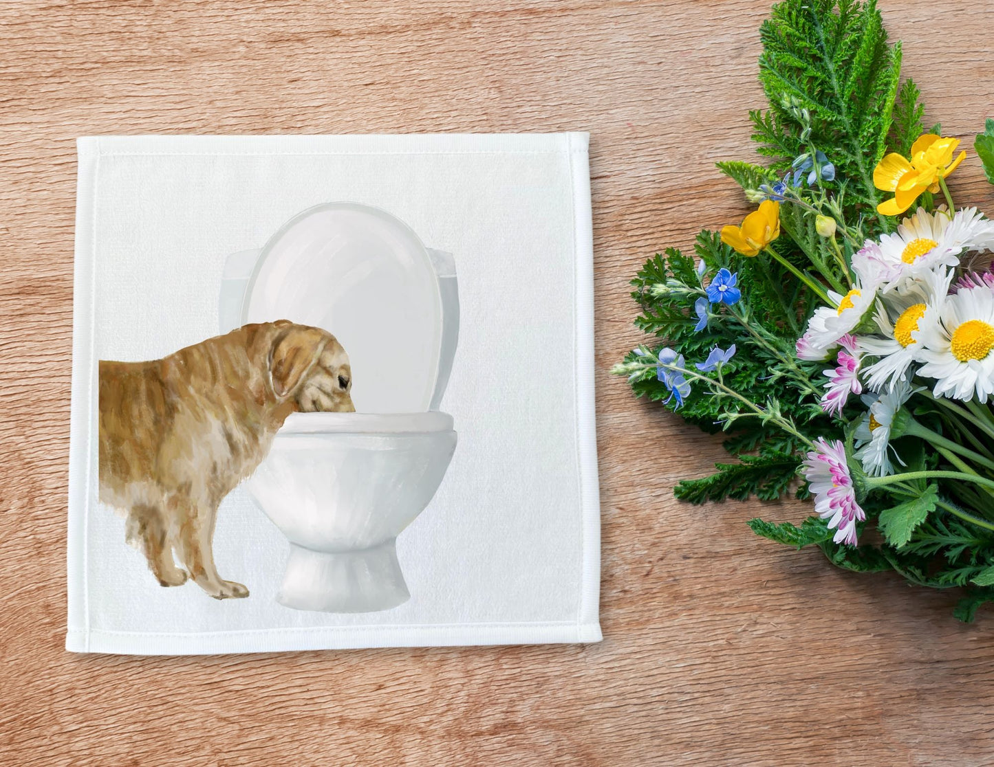 Golden Retriever Toilet Washcloth - MerikaArt