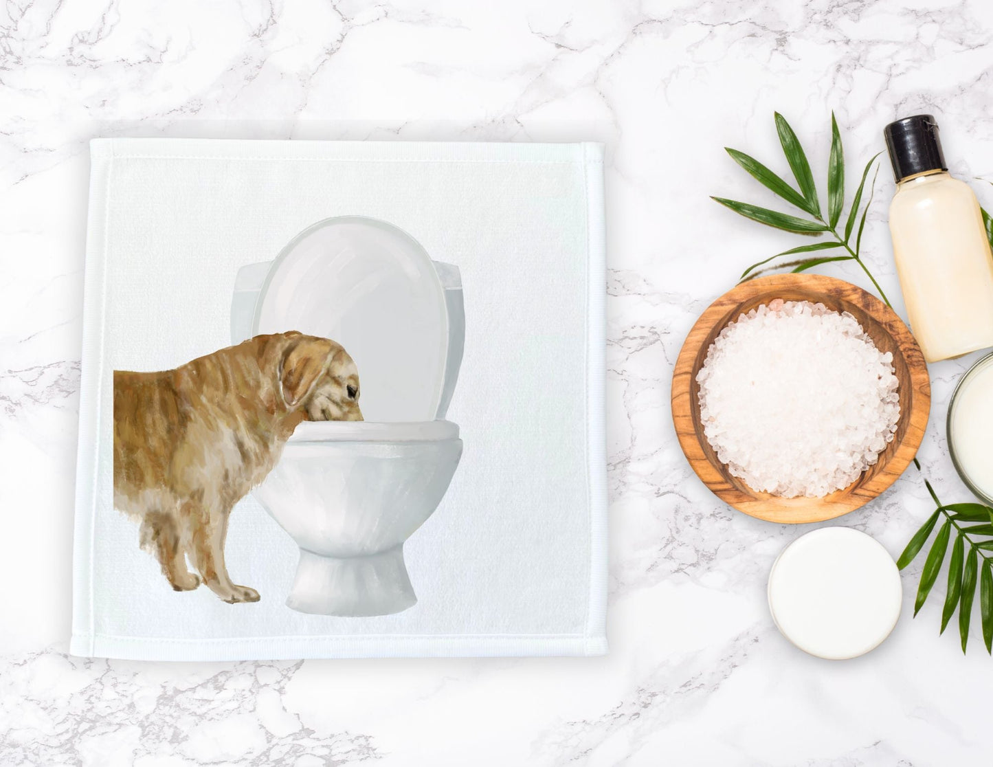 Golden Retriever Toilet Washcloth - MerikaArt