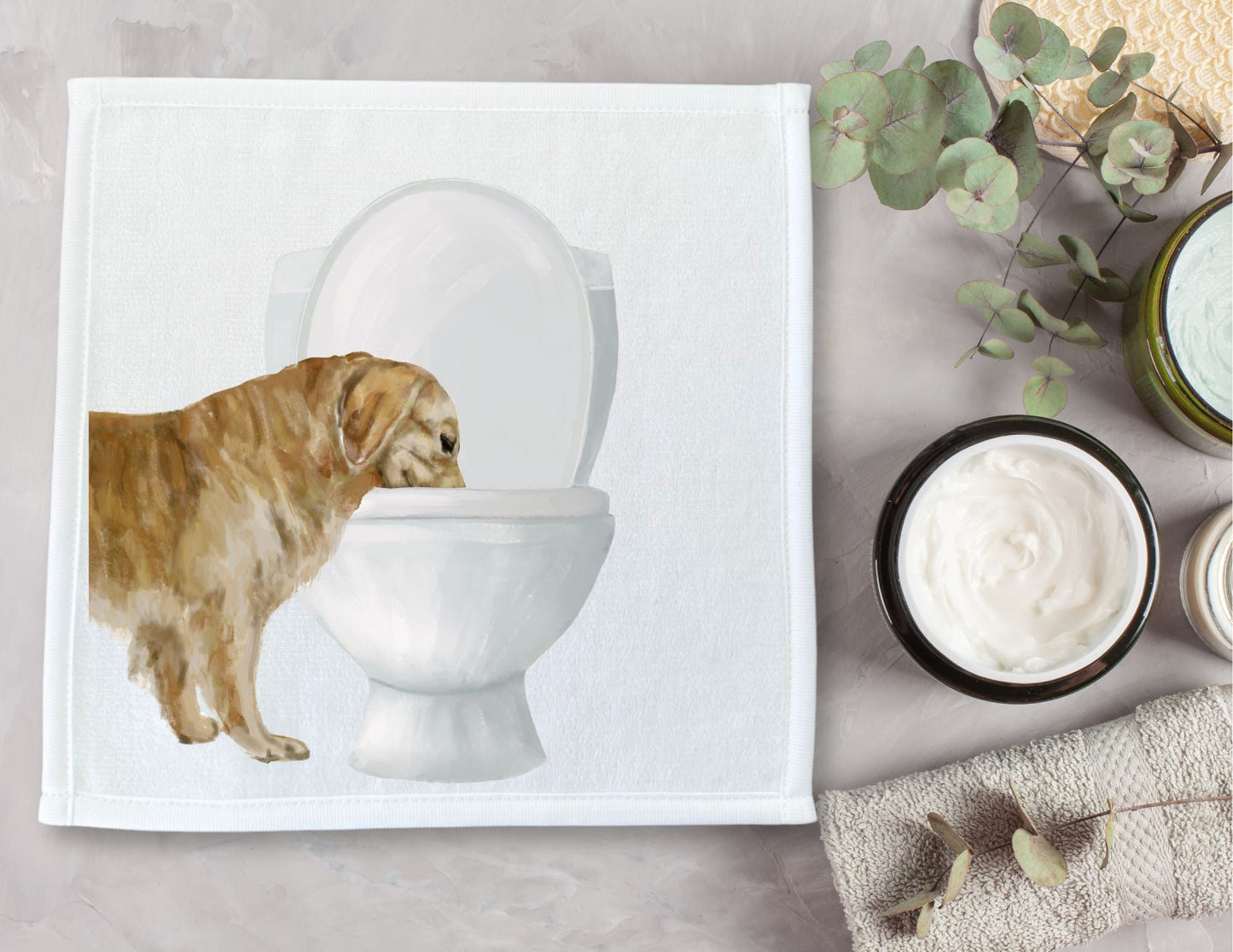 Golden Retriever Toilet Washcloth - MerikaArt