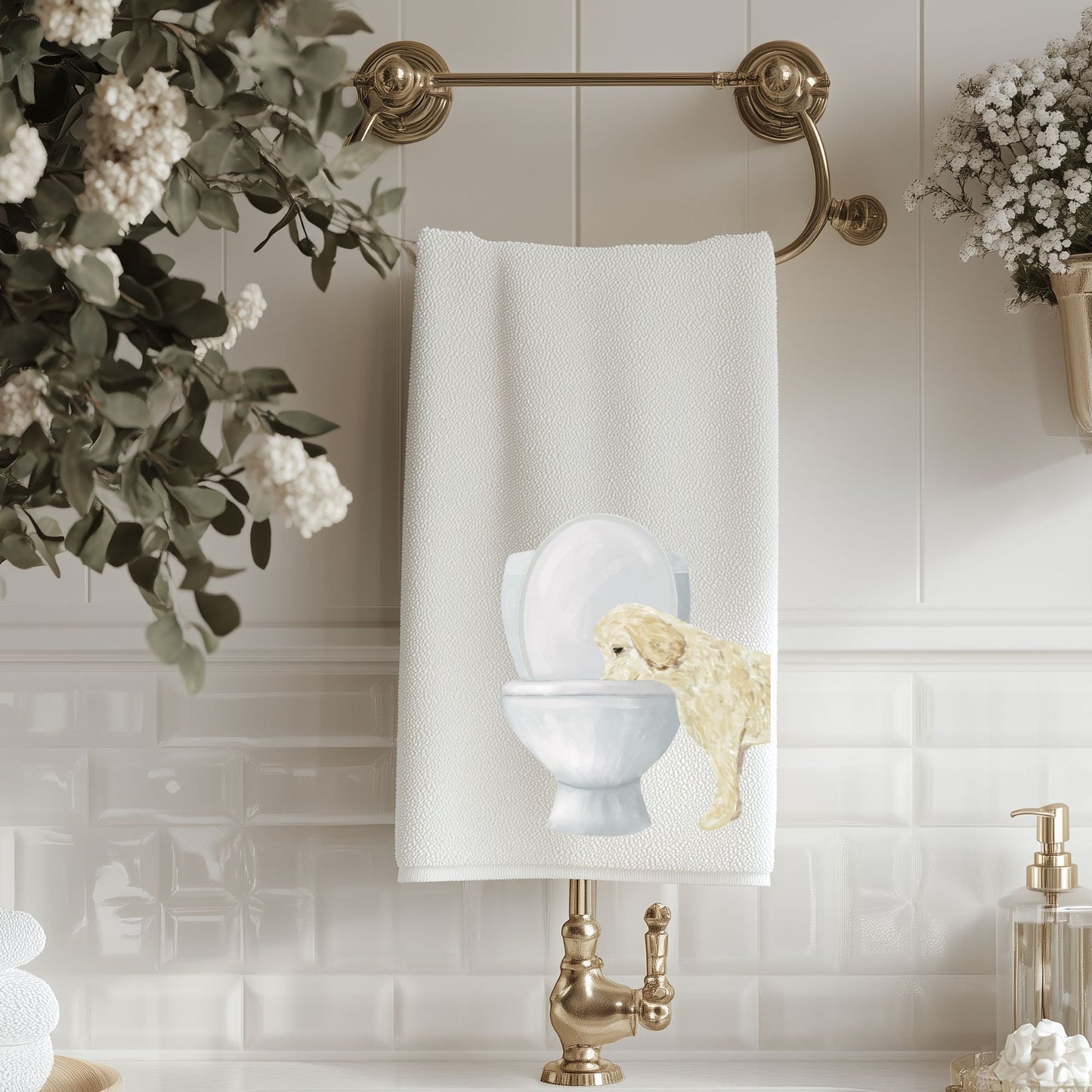 Goldendoodle Bathroom Towel - MerikaArt