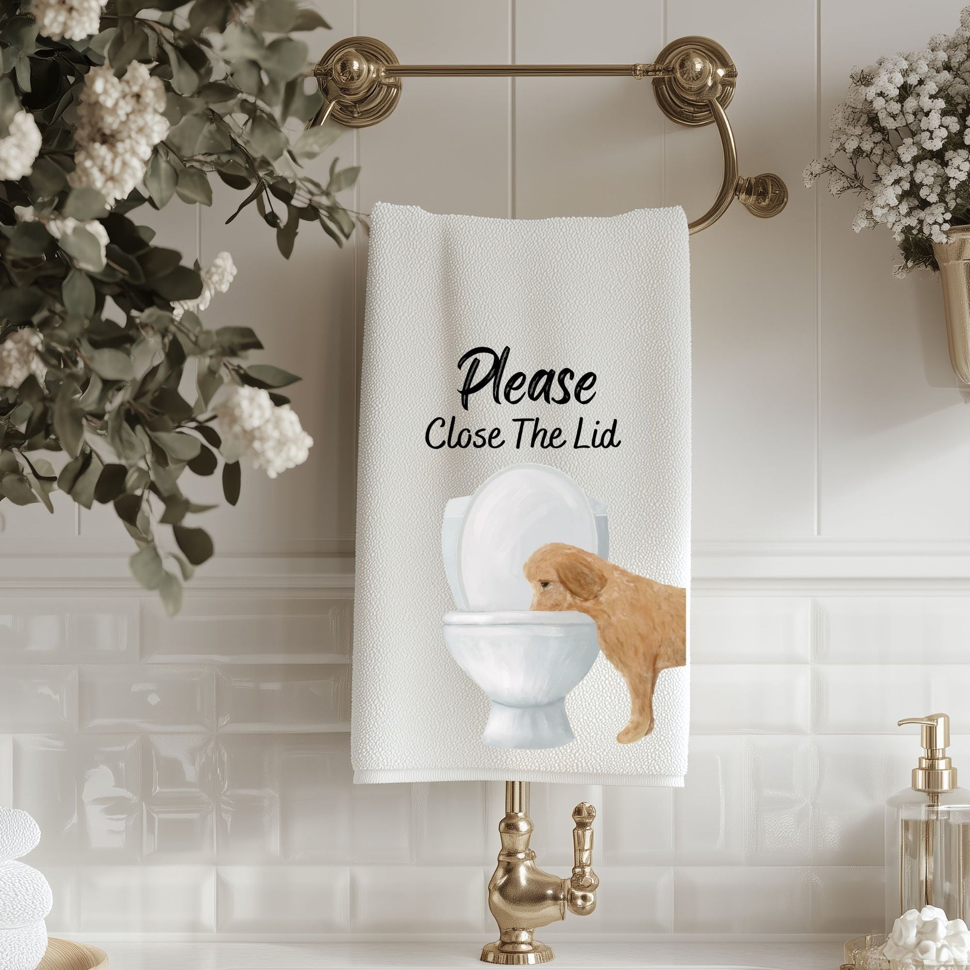 Goldendoodle Bathroom Towel - MerikaArt