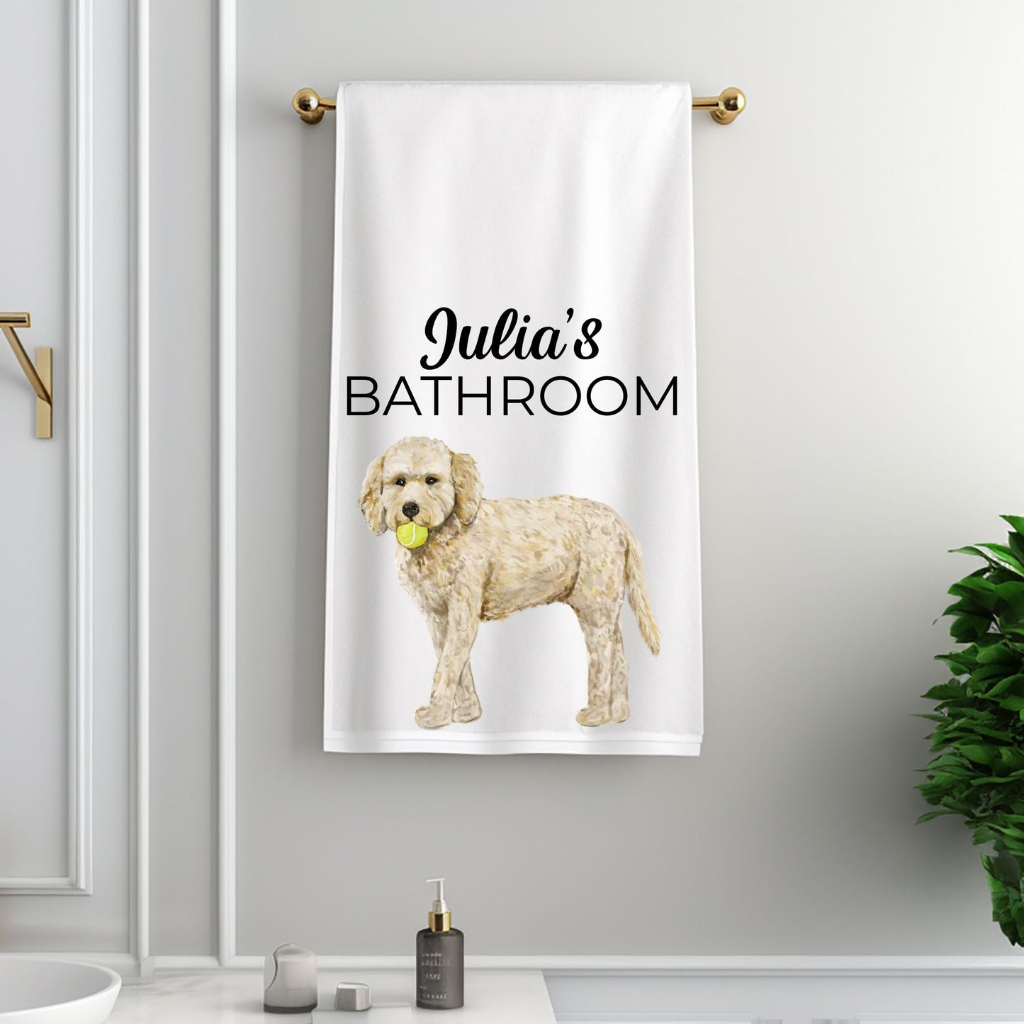 Goldendoodle Bathroom Towel - MerikaArt
