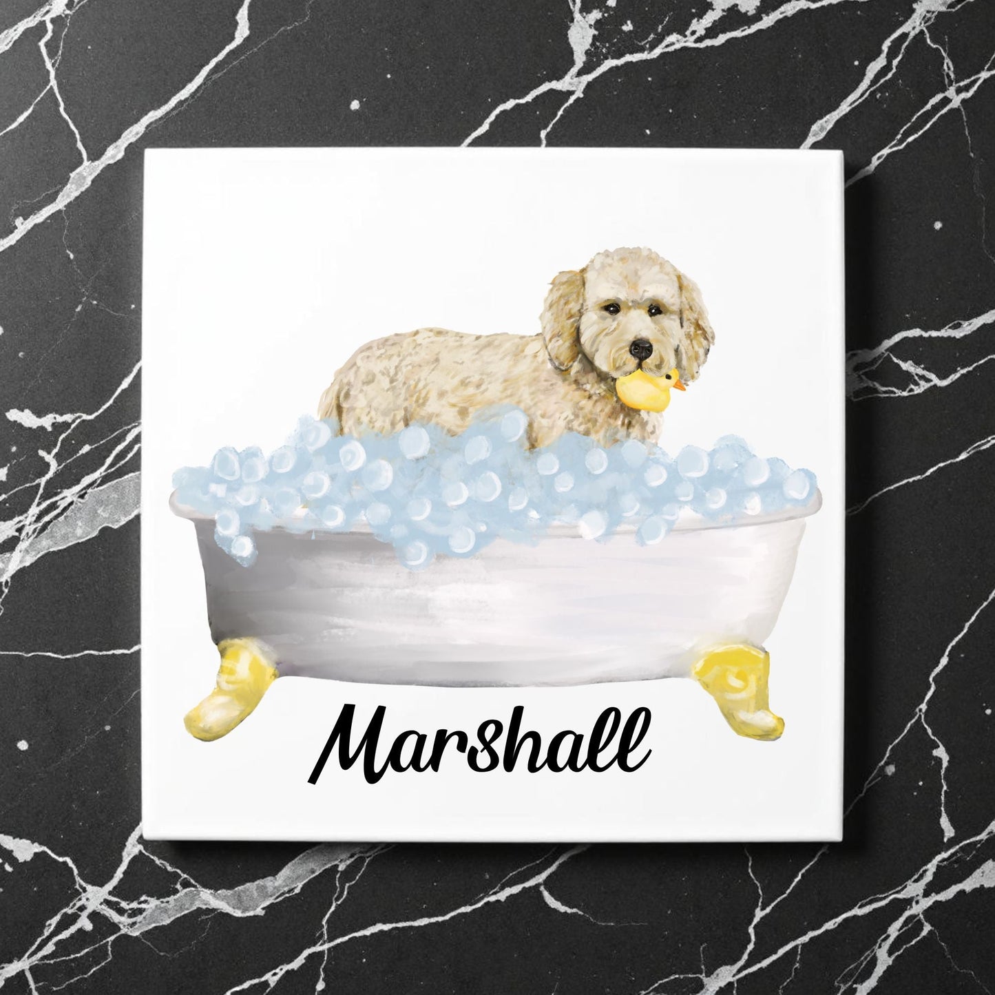 Goldendoodle Ceramic Tile - MerikaArt