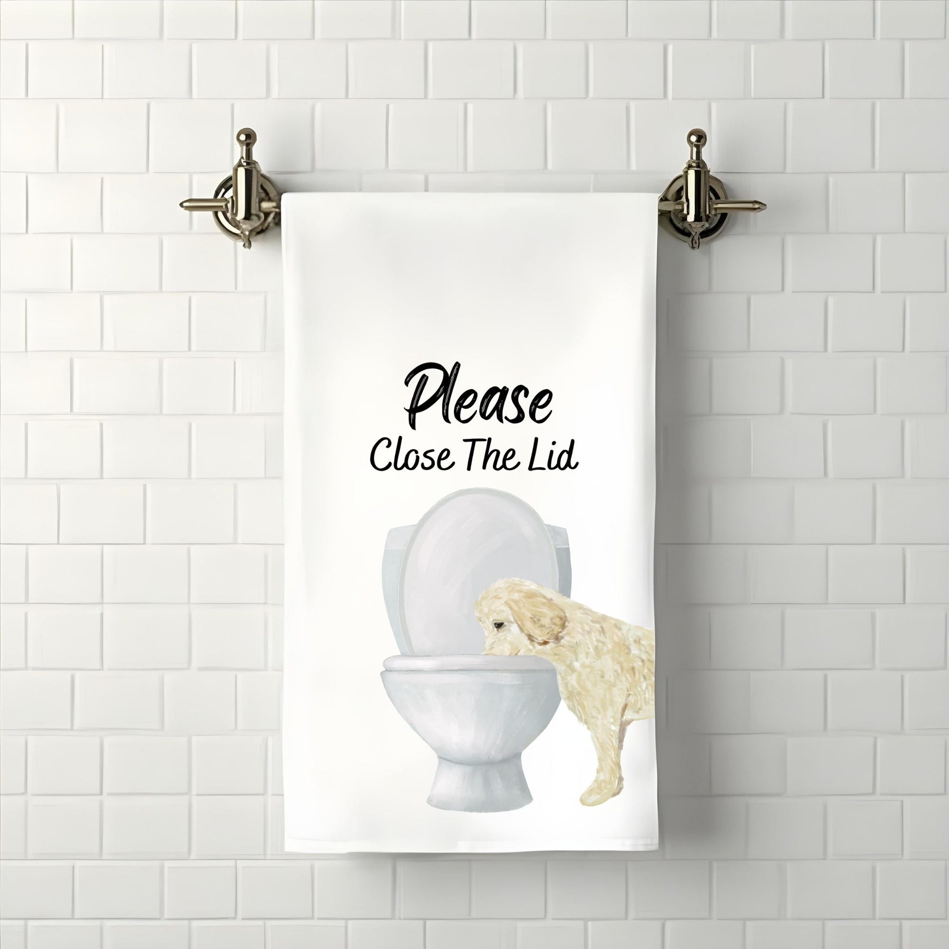 Goldendoodle Cream Bathroom Towel - MerikaArt