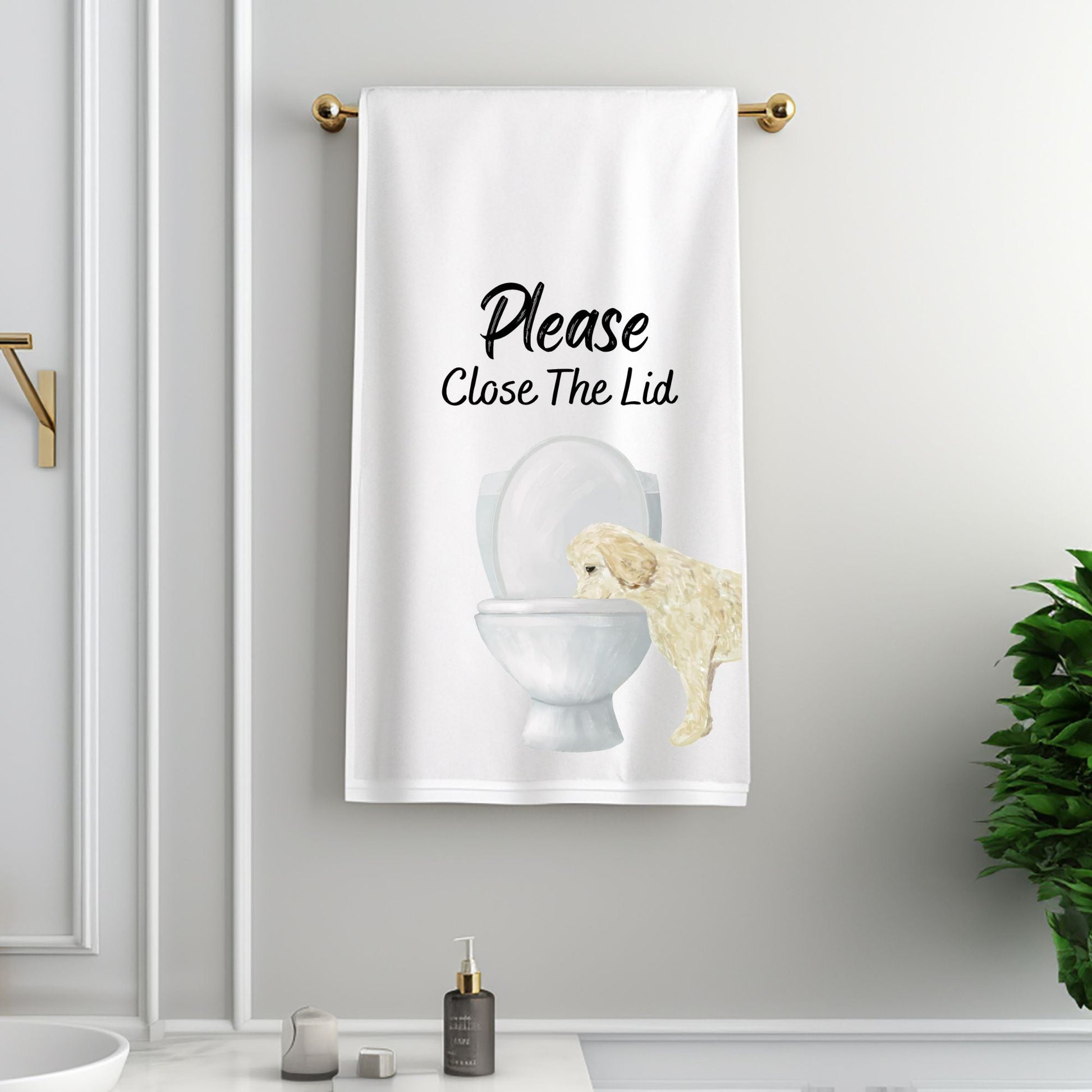 Goldendoodle Cream Bathroom Towel - MerikaArt