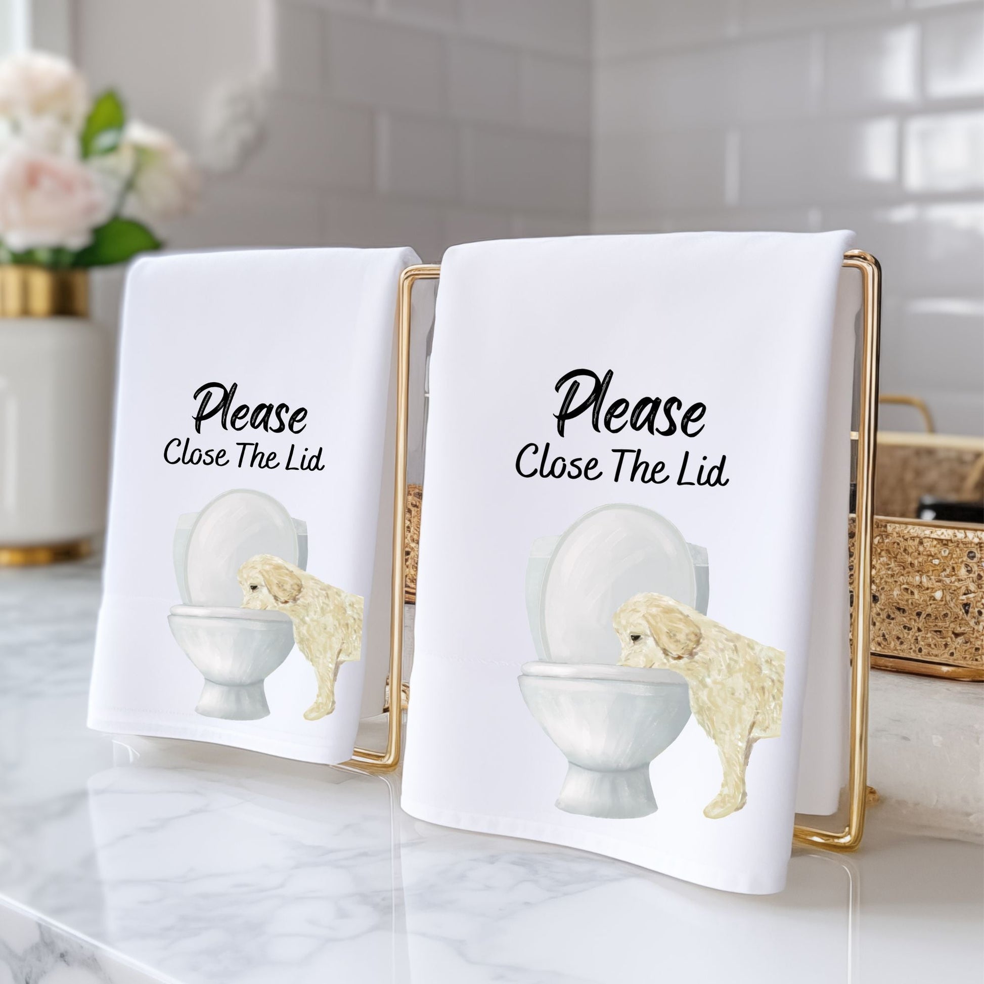 Goldendoodle Cream Bathroom Towel - MerikaArt