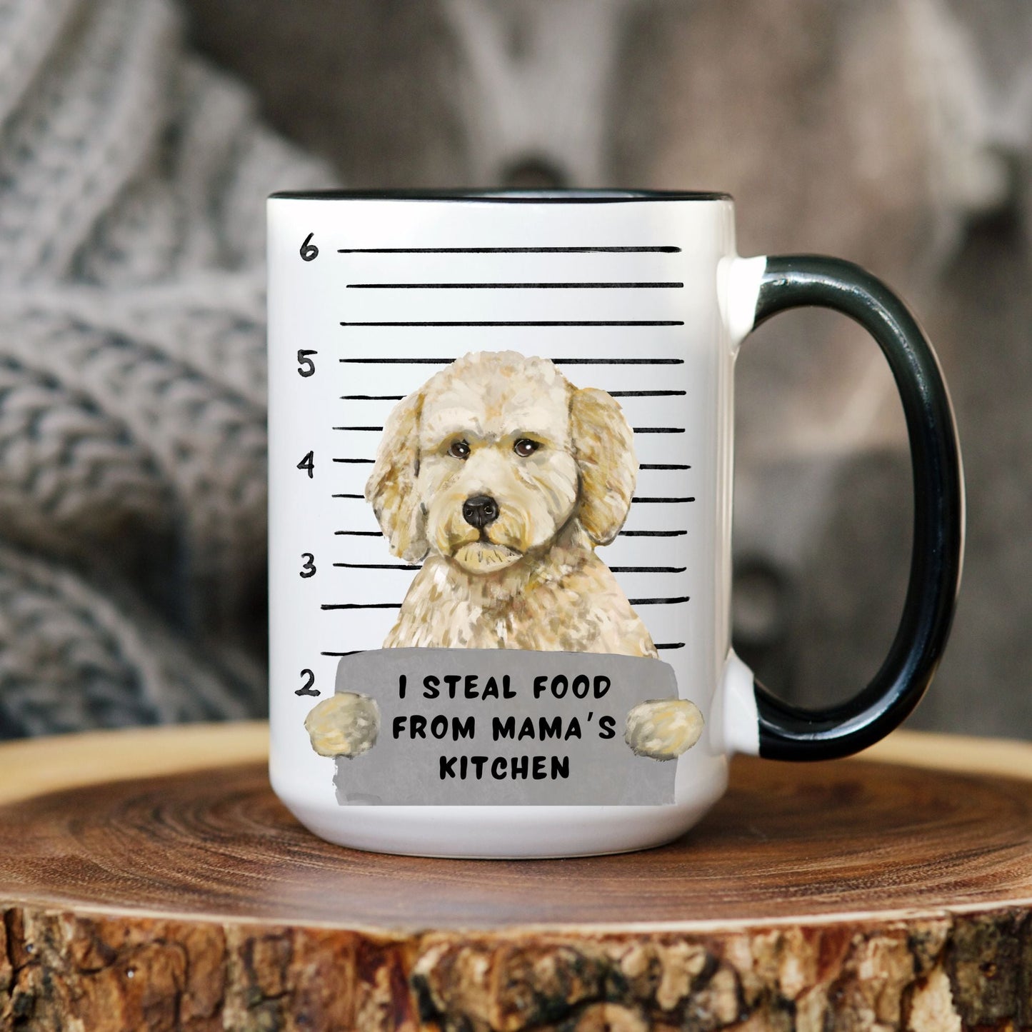 Goldendoodle Mugshot Mug - MerikaArt